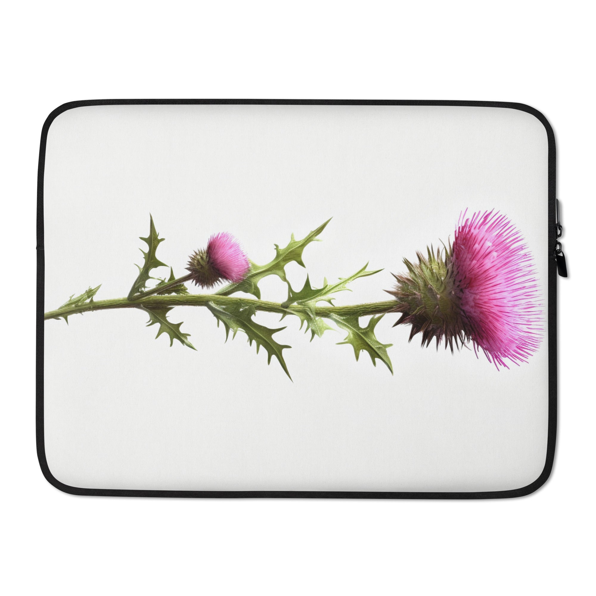 Alpine Thistle Flower Laptop Sleeve by Visual Verse - Image 1