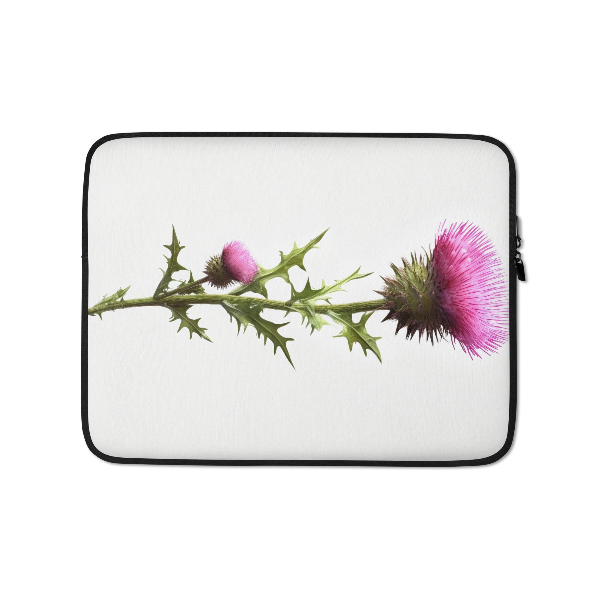 Alpine Thistle Flower Laptop Sleeve by Visual Verse - Image 2