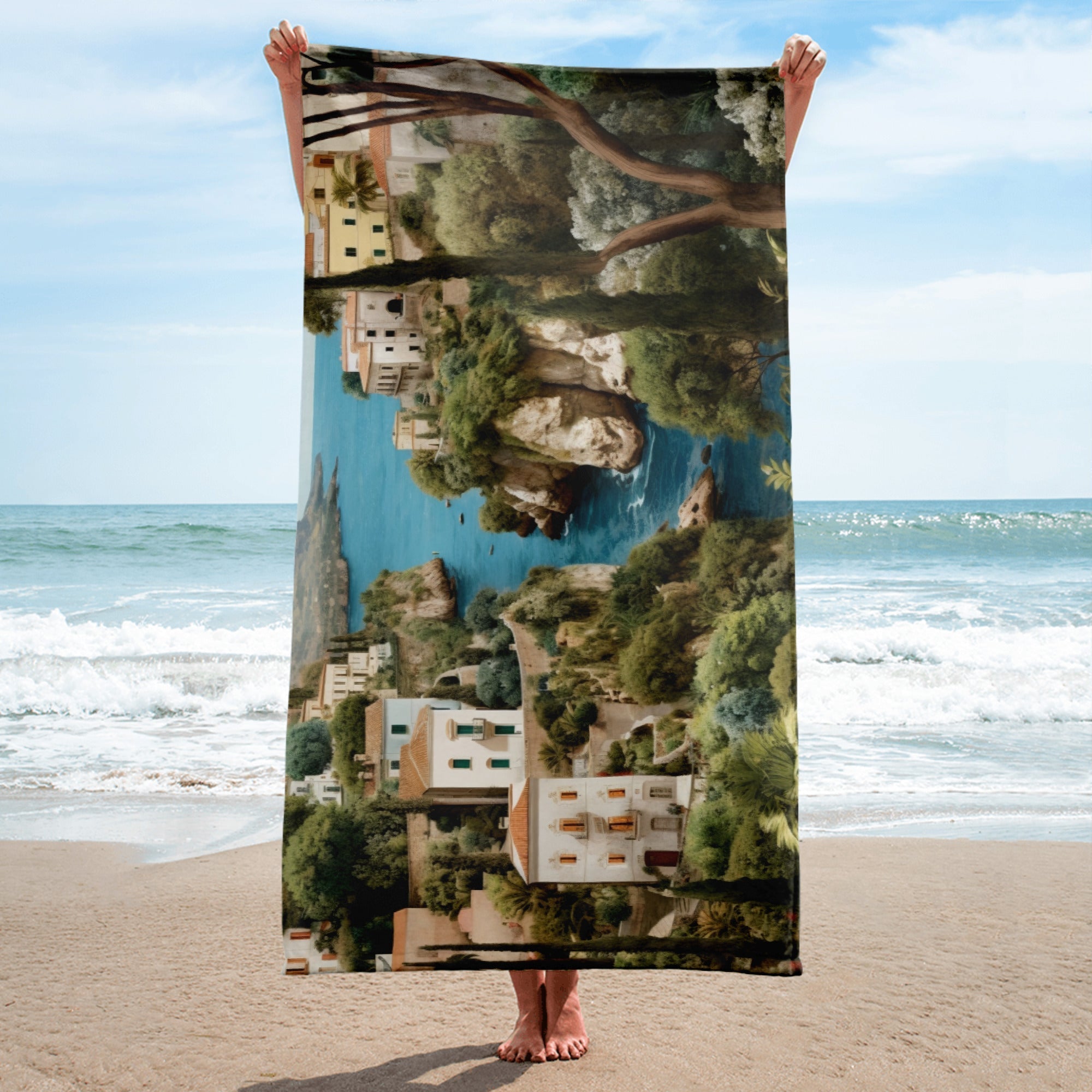 Amalfi Coast Italy Beach Towel by Visual Verse - Image 2