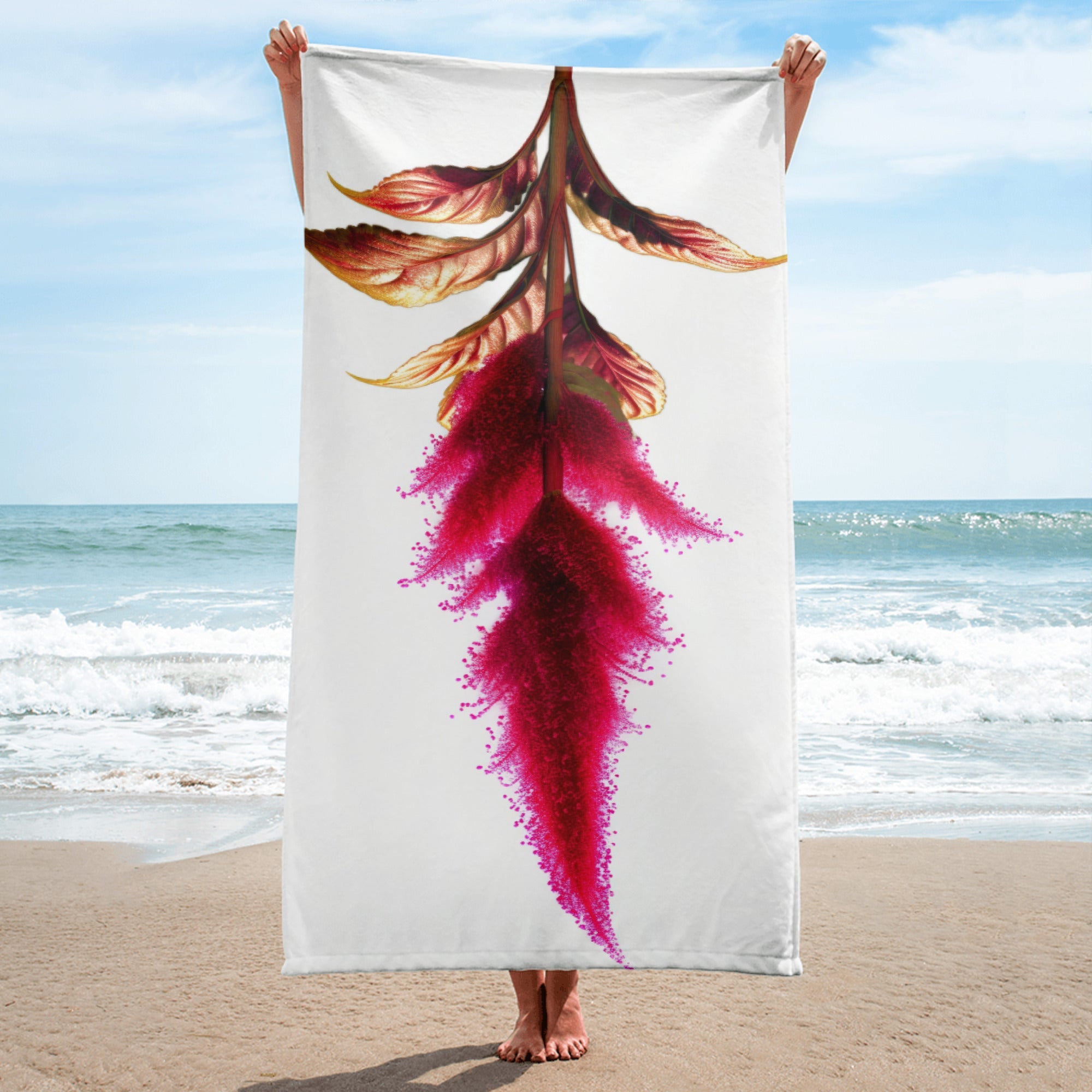 Amaranth Flower Beach Towel by Visual Verse - Image 1