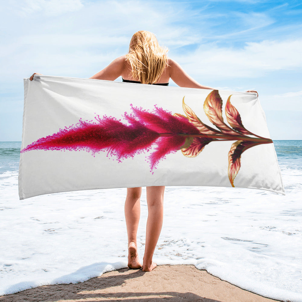 Amaranth Flower Beach Towel by Visual Verse - Image 2