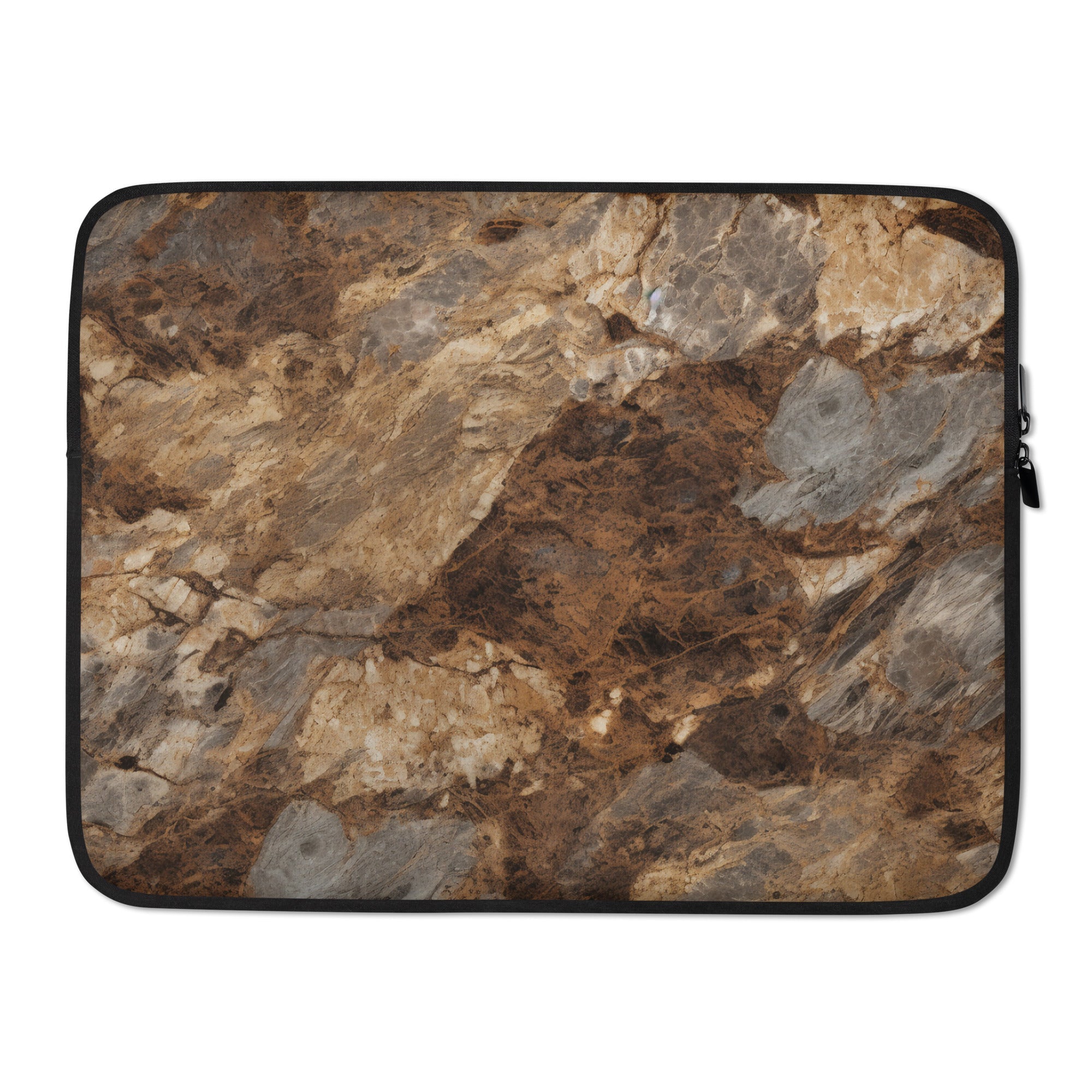 Antique Brown Granite Laptop Sleeve by Visual Verse - Image 1