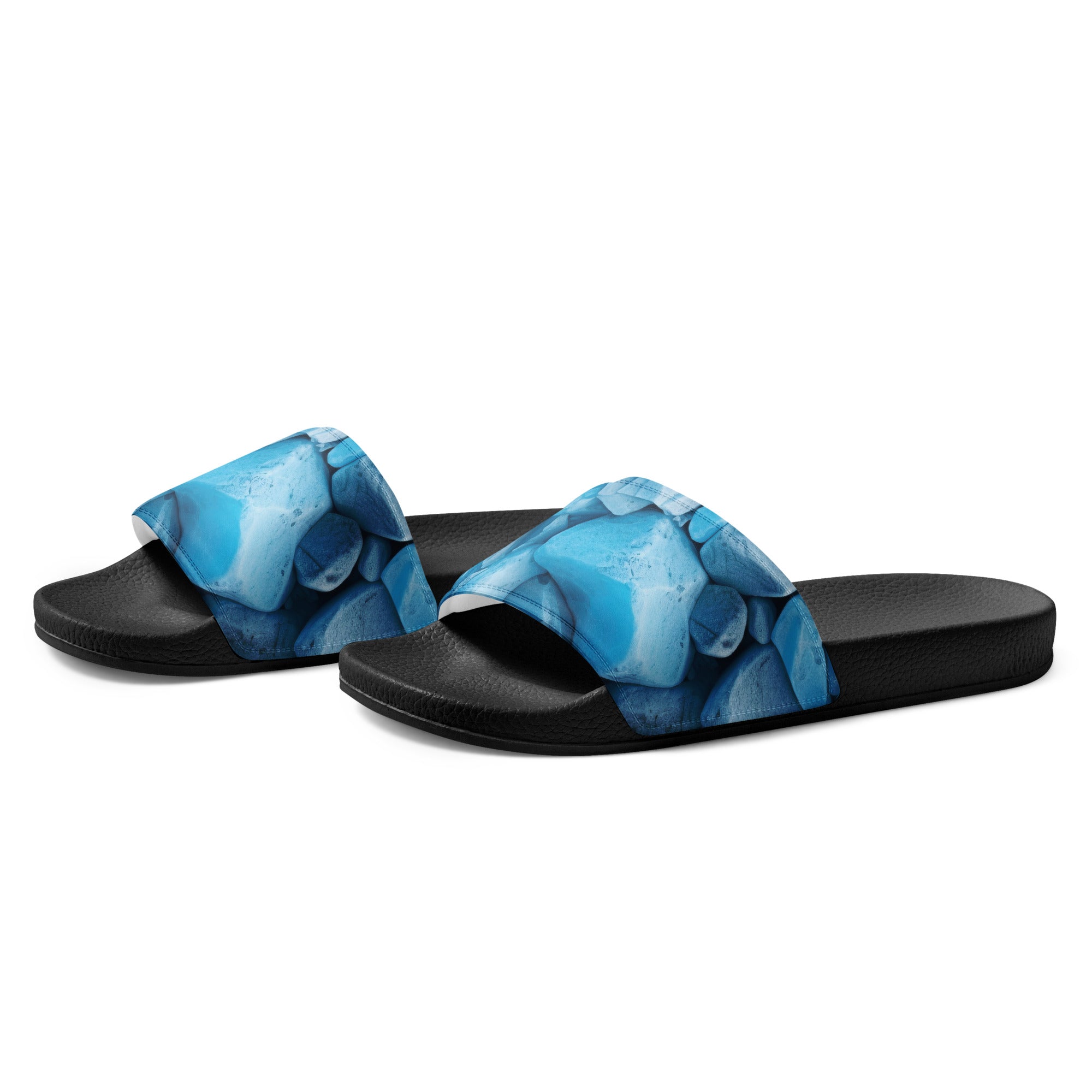 Aquamarine Rock Men's Slides by Visual Verse - Image 3