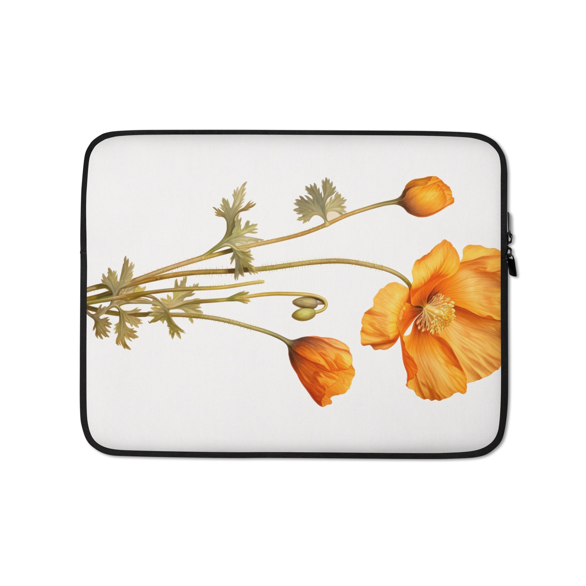 Arctic Poppy Flower Laptop Sleeve by Visual Verse - Image 2
