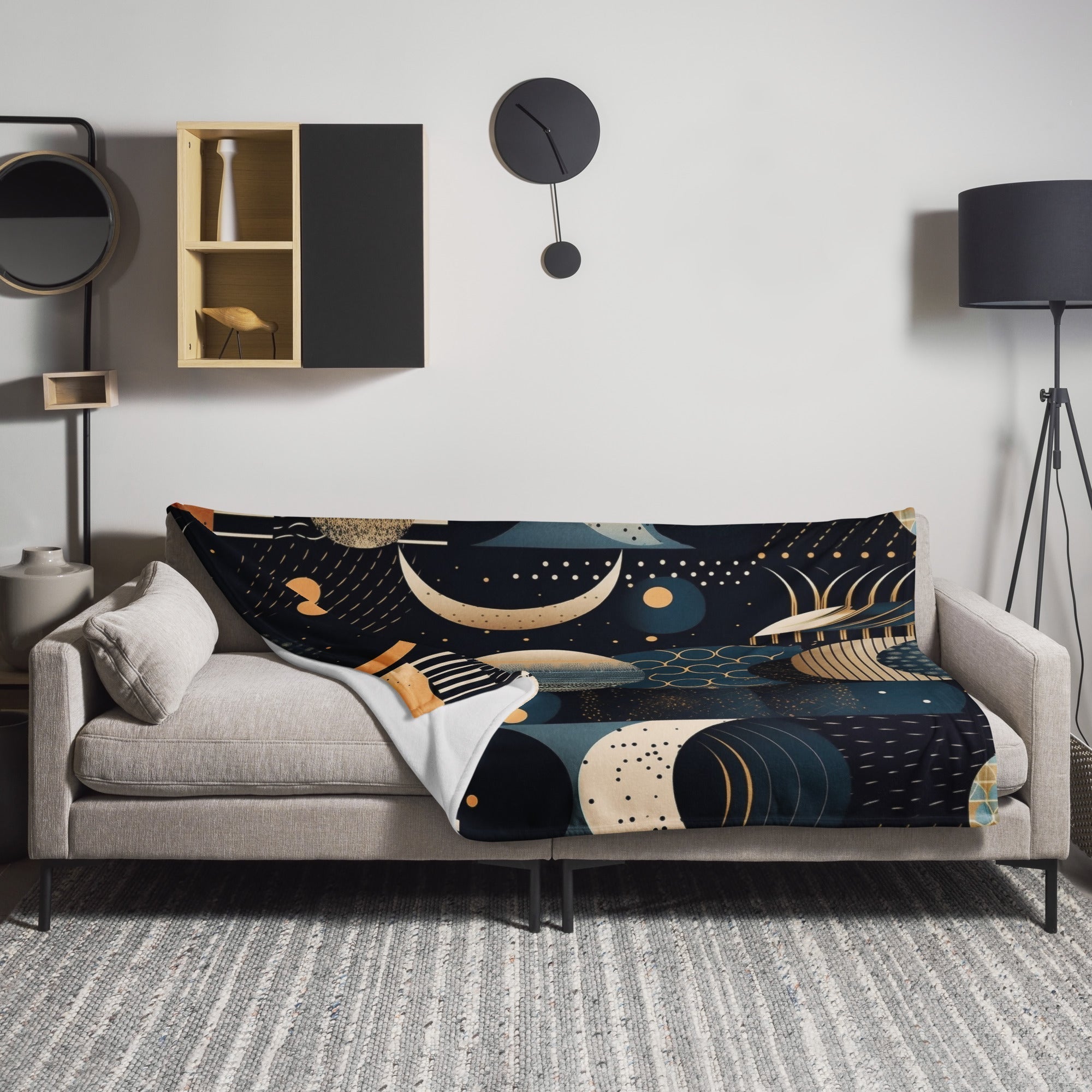 Artistic Moon Phases Polyester Blanket by Visual Verse - Image 1