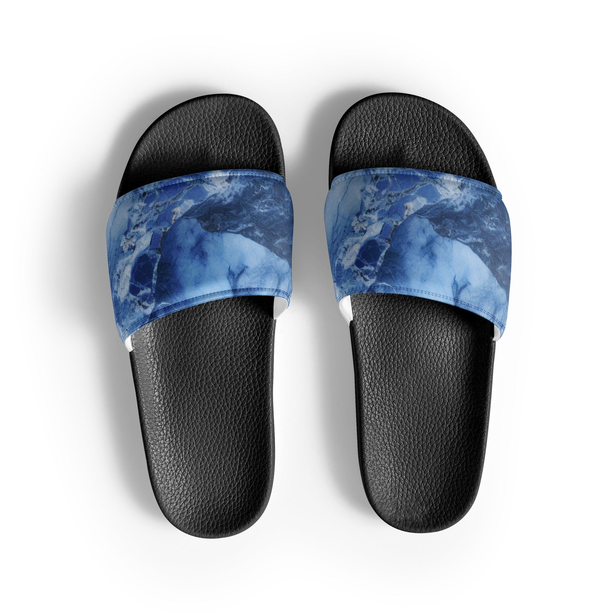 Azul Blule Granite Men's Slides by Visual Verse - Image 1