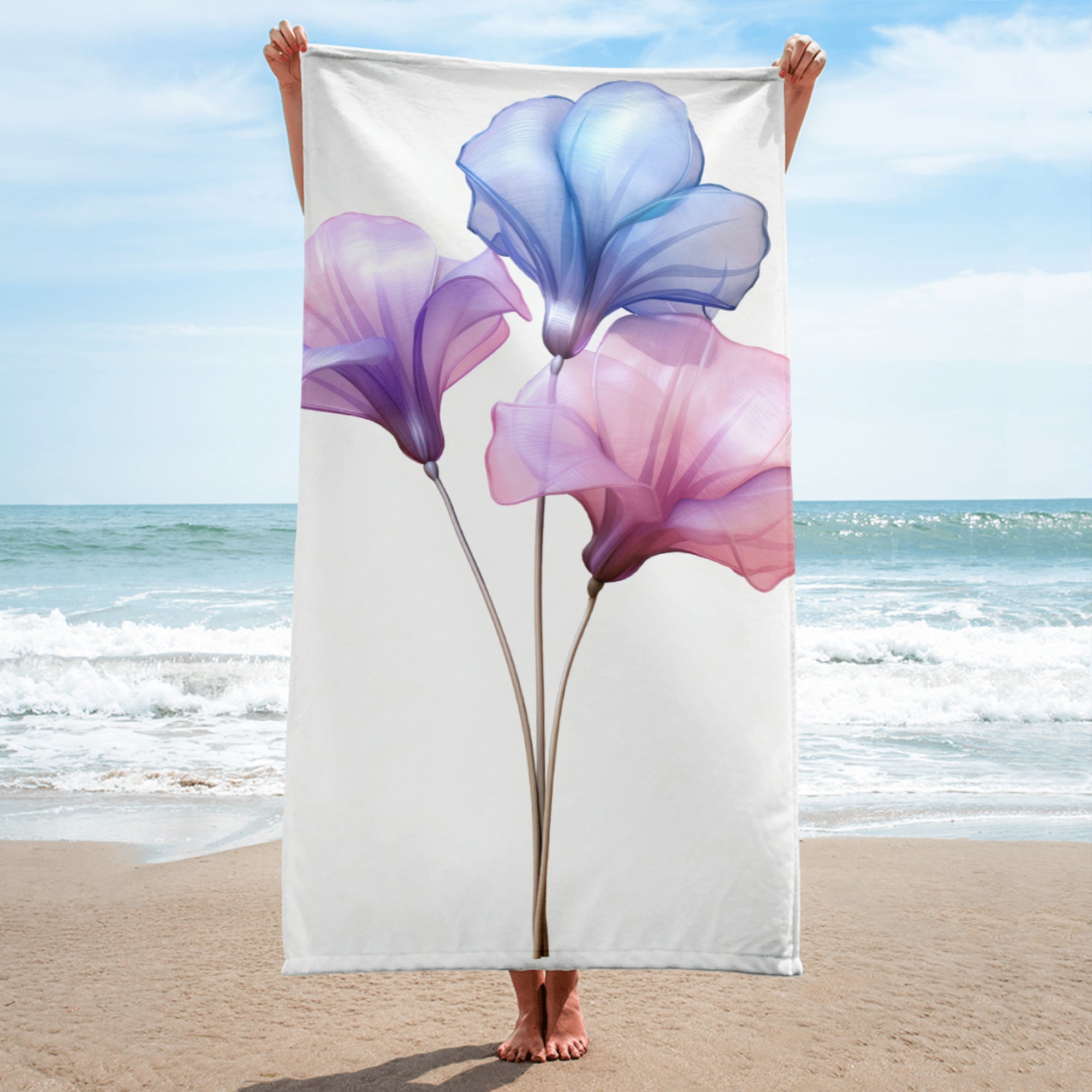 Balloon Flower Beach Towel by Visual Verse - Image 1