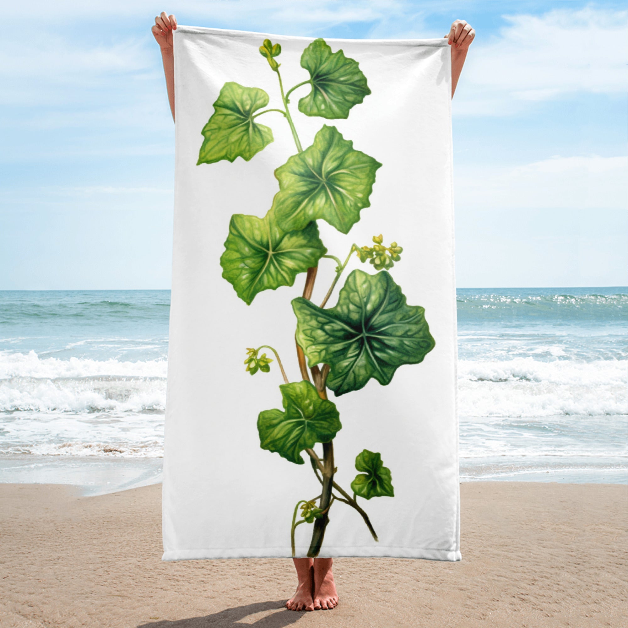 Baltic Ivy Flower Beach Towel by Visual Verse - Image 1