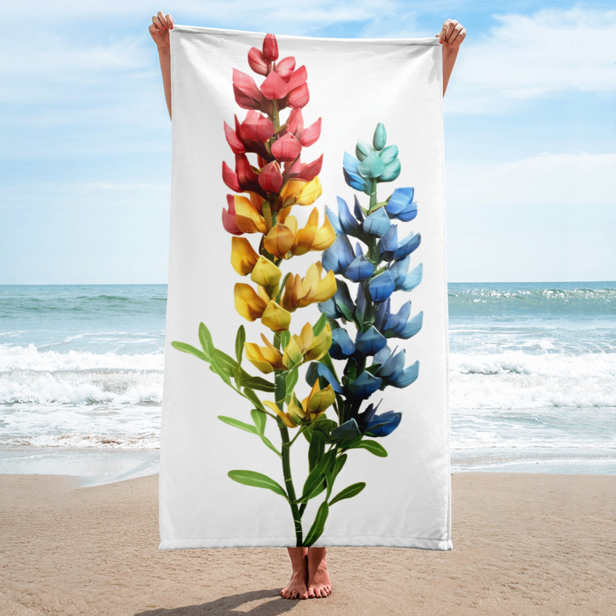 Baptisia Flower Duo Beach Towel by Visual Verse - Image 1