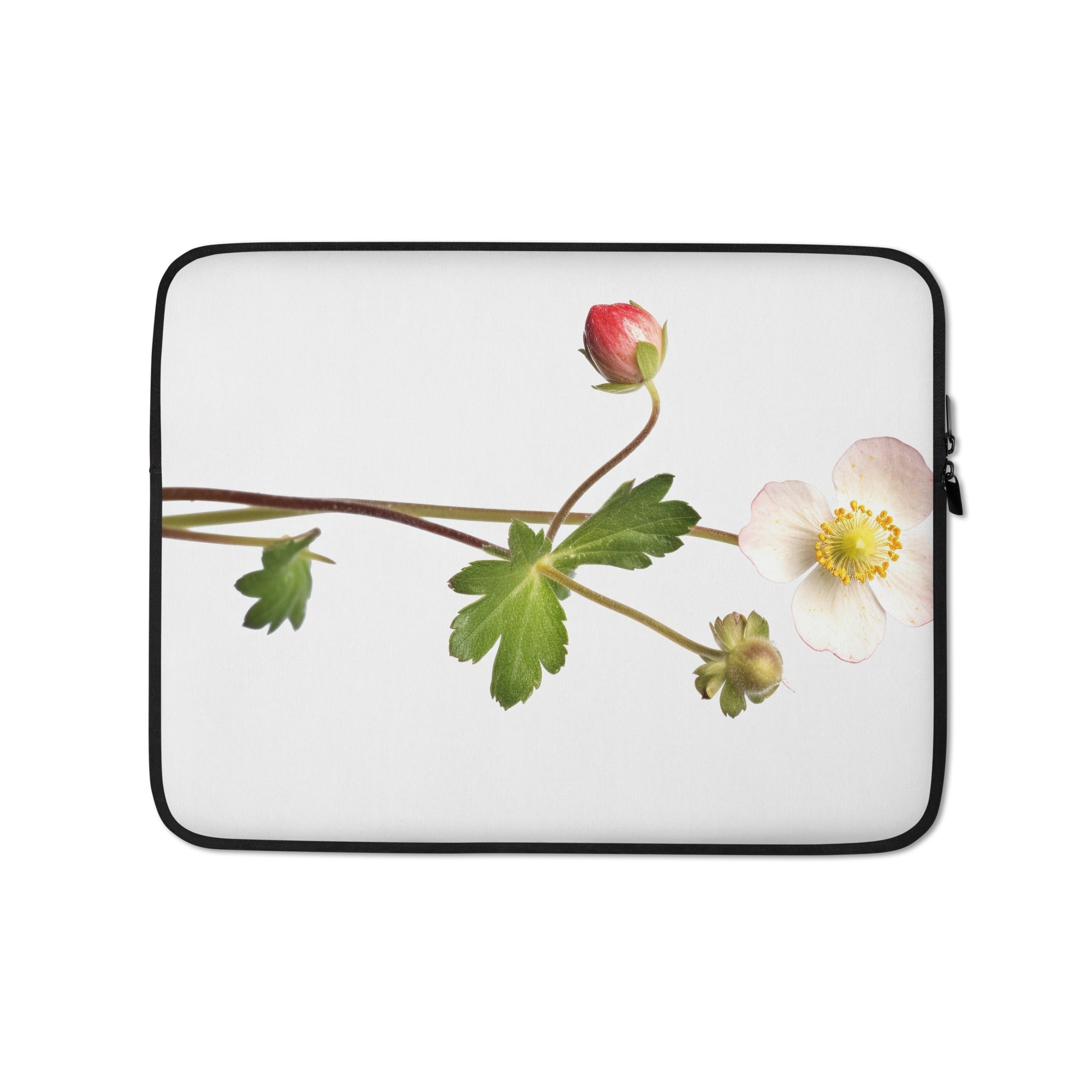 Barren Strawberry Flower Laptop Sleeve by Visual Verse - Image 2