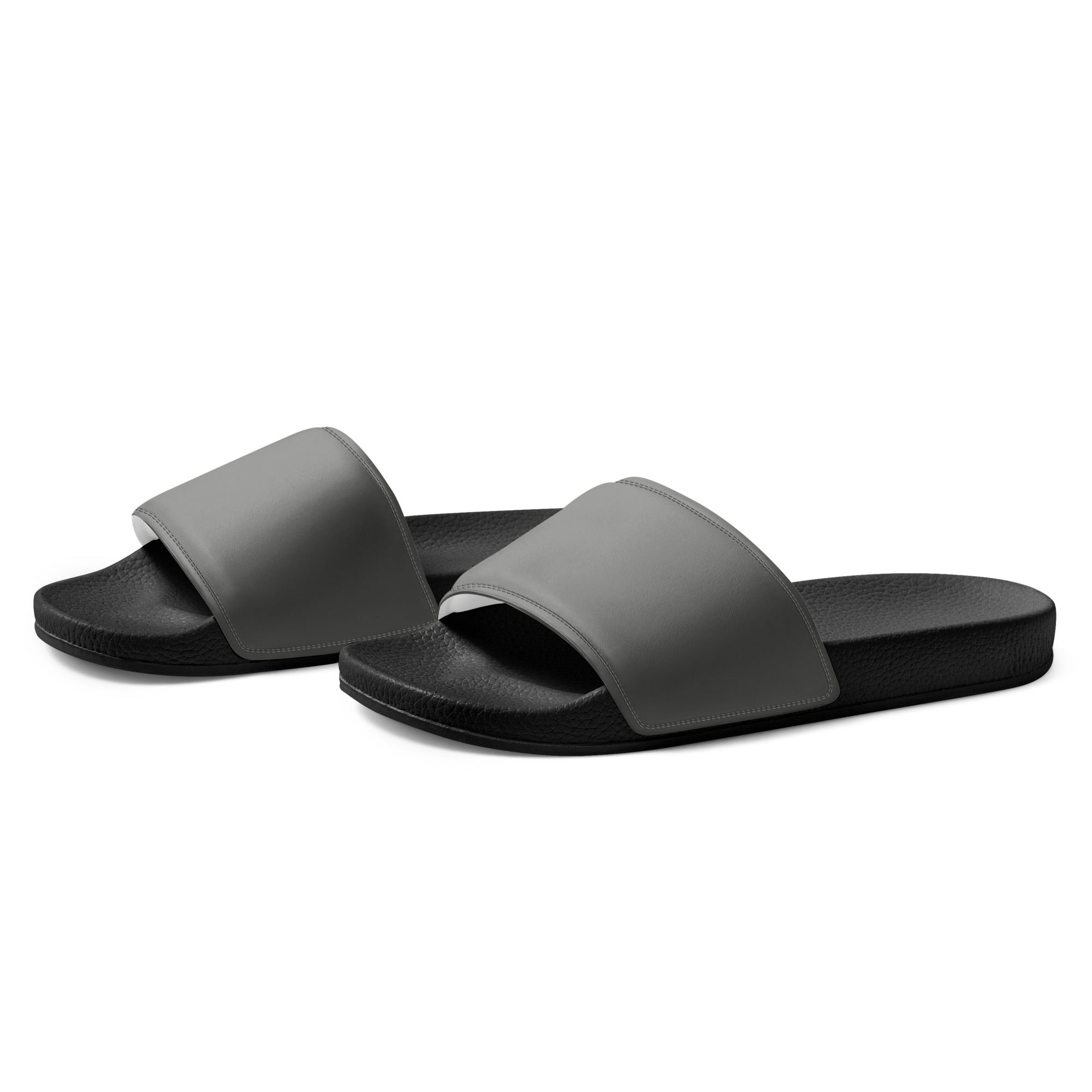Battleship Gray Color Men's Slides by Visual Verse - Image 3