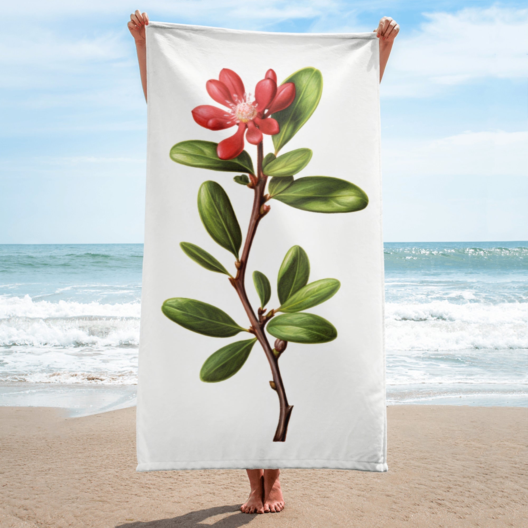Bearberry Flower Beach Towel by Visual Verse - Image 1