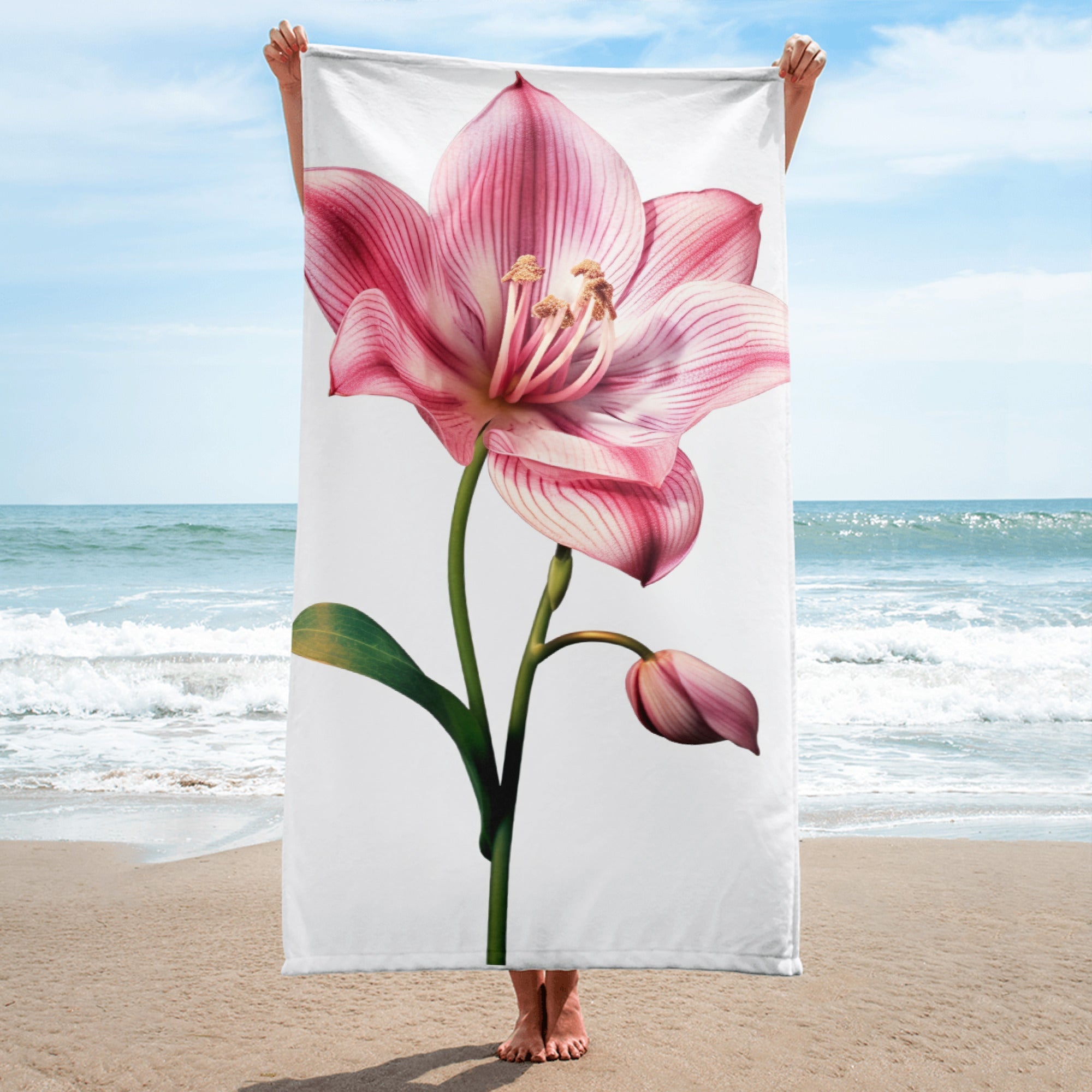 Beauty of Livermere Flower Beach Towel by Visual Verse - Image 1