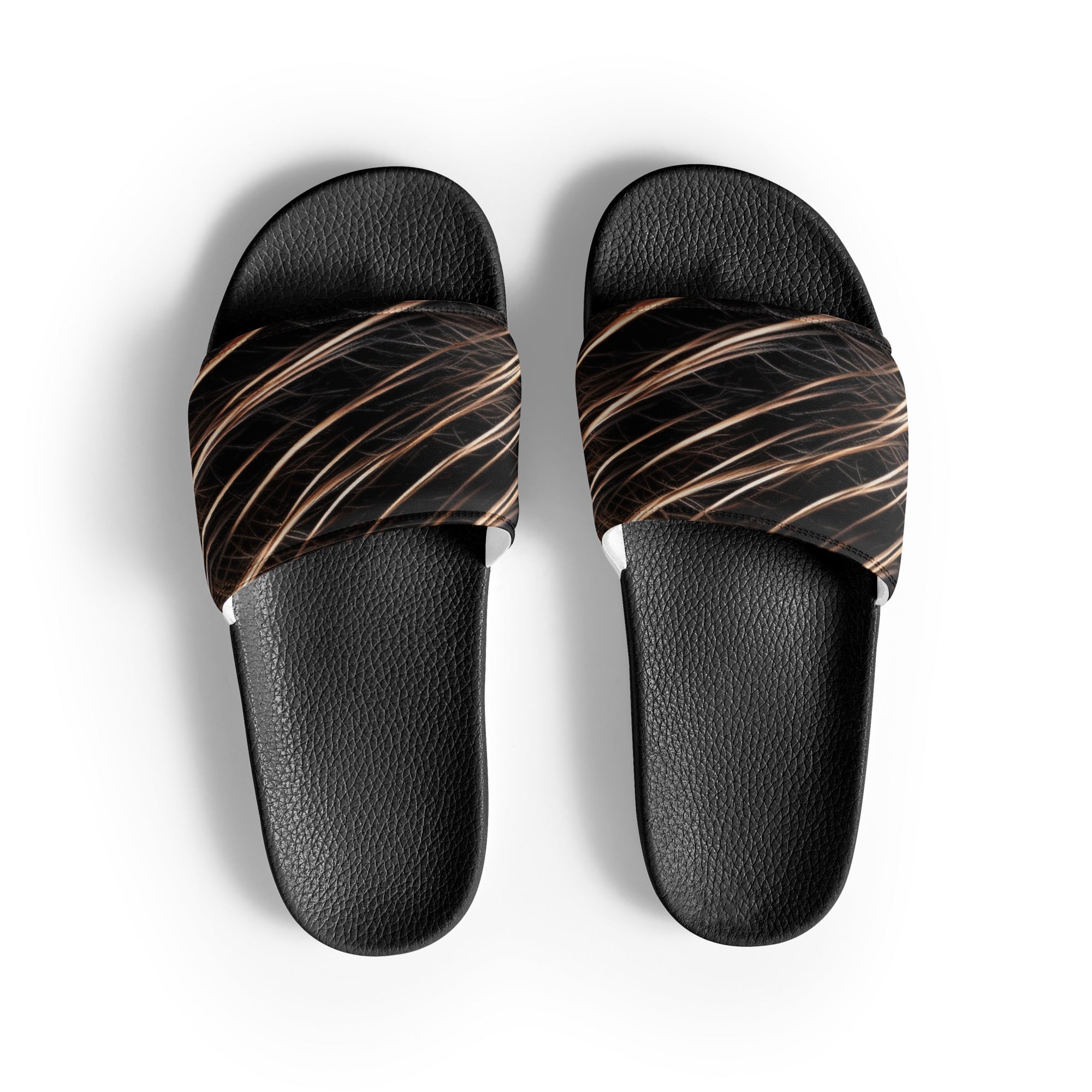 Beaver Fur Men's Slides by Visual Verse - Image 1