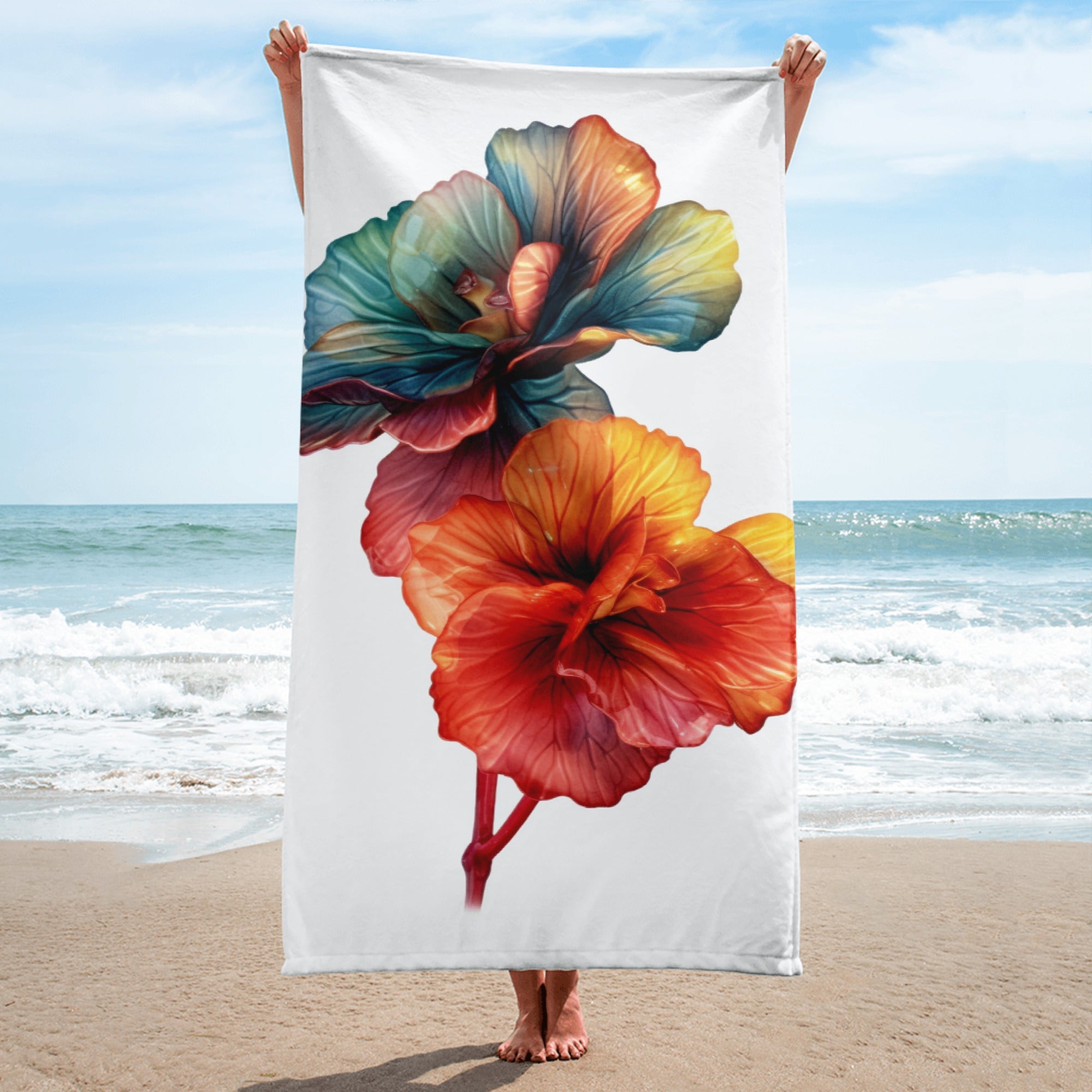 Begonia Flower Beach Towel by Visual Verse - Image 1