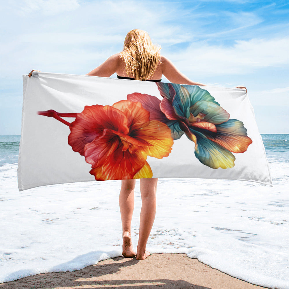 Begonia Flower Beach Towel by Visual Verse - Image 2