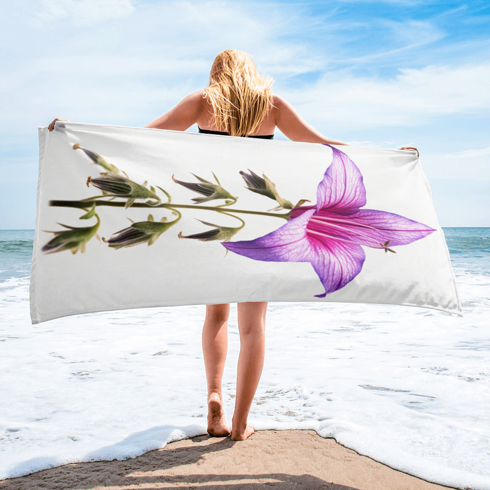 Bellflower Flower Beach Towel by Visual Verse - Image 2