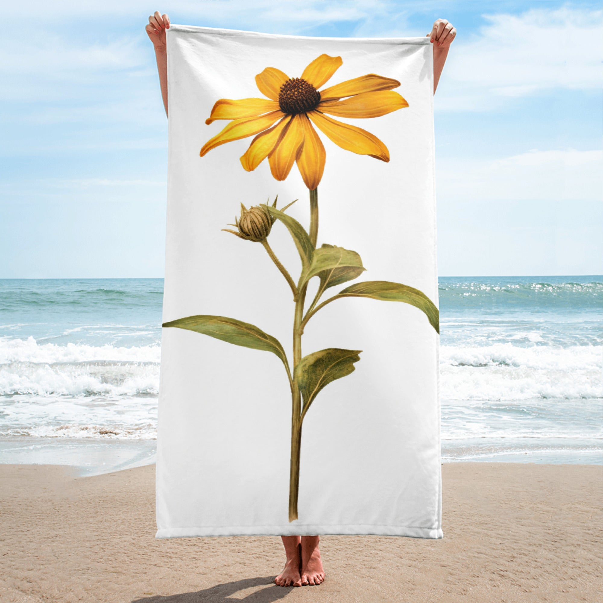 Black-eyed Susan Flower Beach Towel by Visual Verse - Image 1