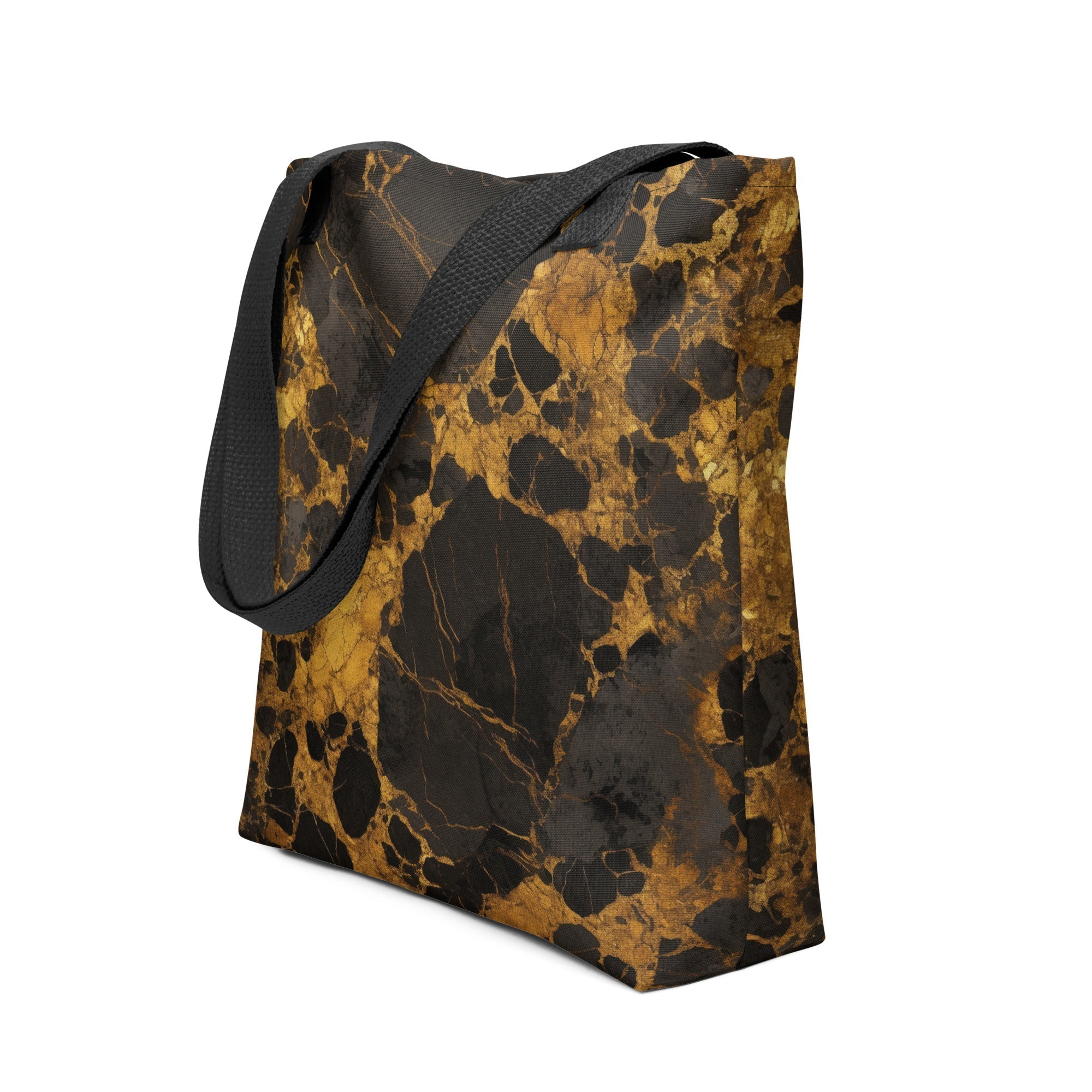 Black Golden Granite Tote Bag by Visual Verse - Image 1