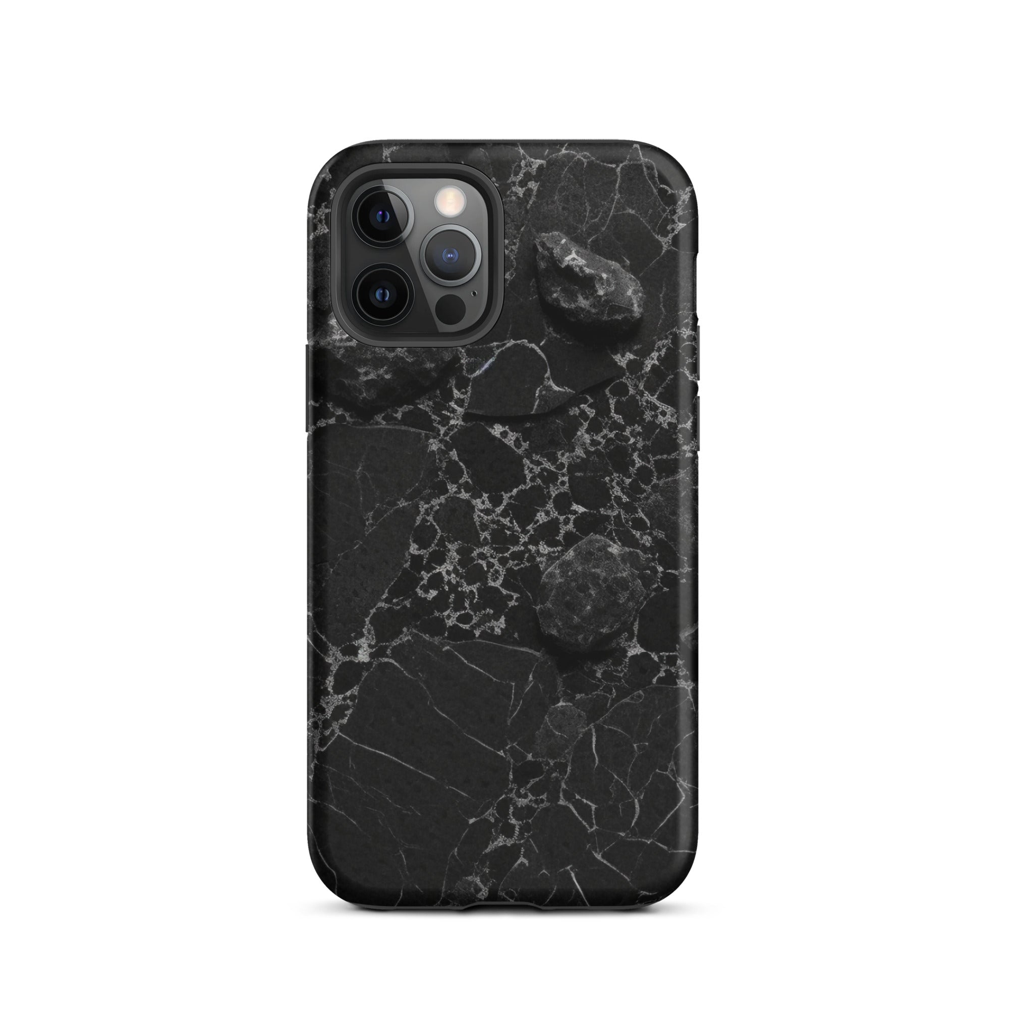 Black White Lined Granite iPhone Case by Visual Verse - Image 12