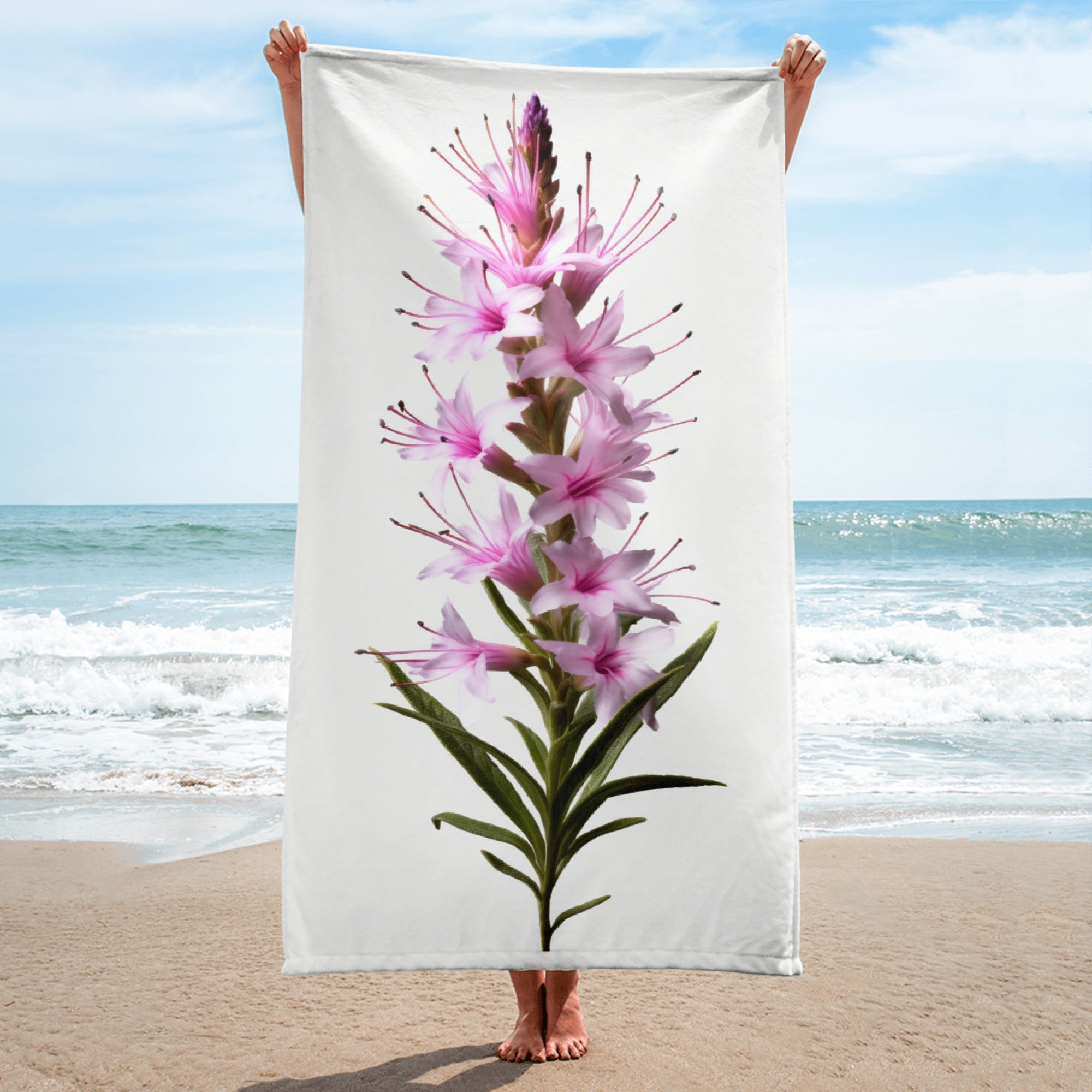 Blazing Star Flower Beach Towel by Visual Verse - Image 1