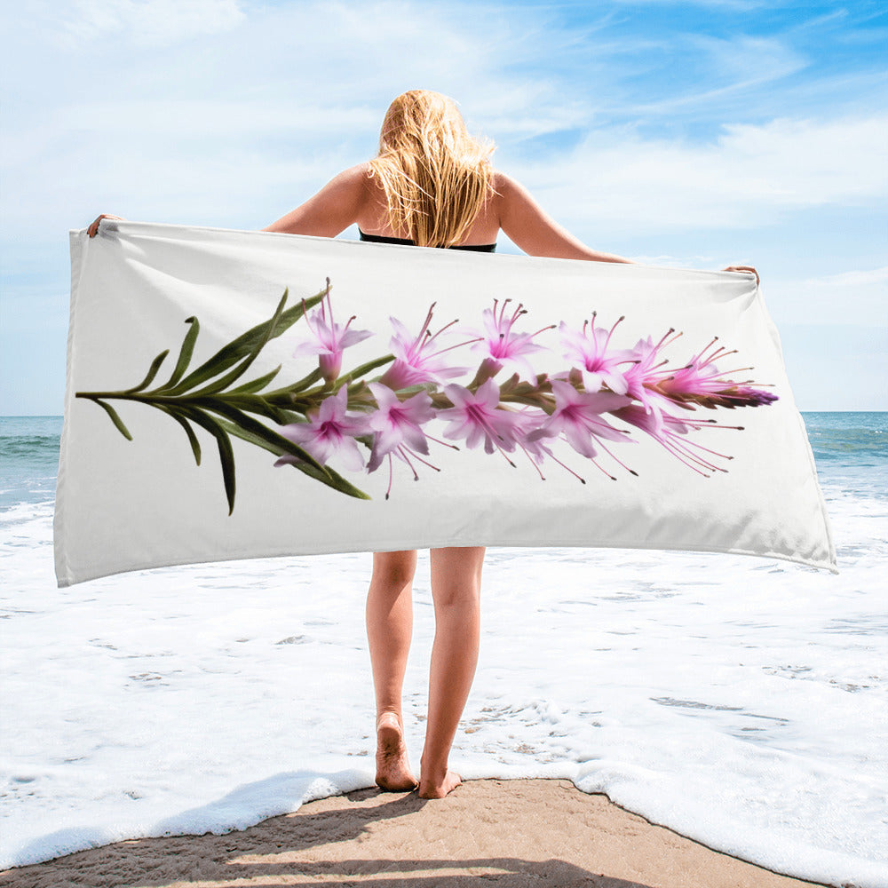 Blazing Star Flower Beach Towel by Visual Verse - Image 2