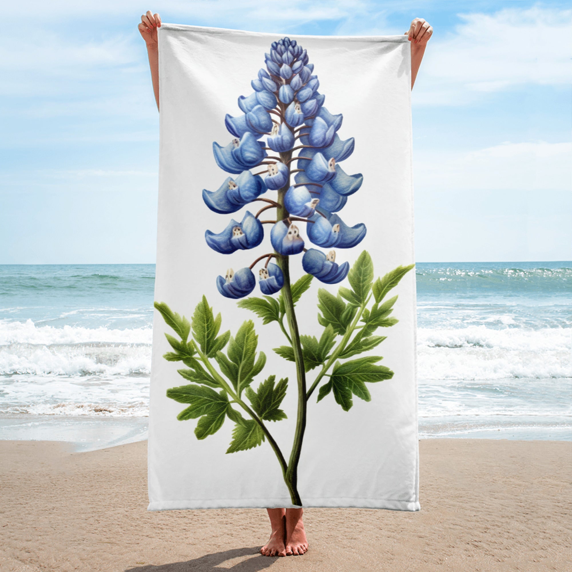 Bluebonnet Flower Beach Towel by Visual Verse - Image 1