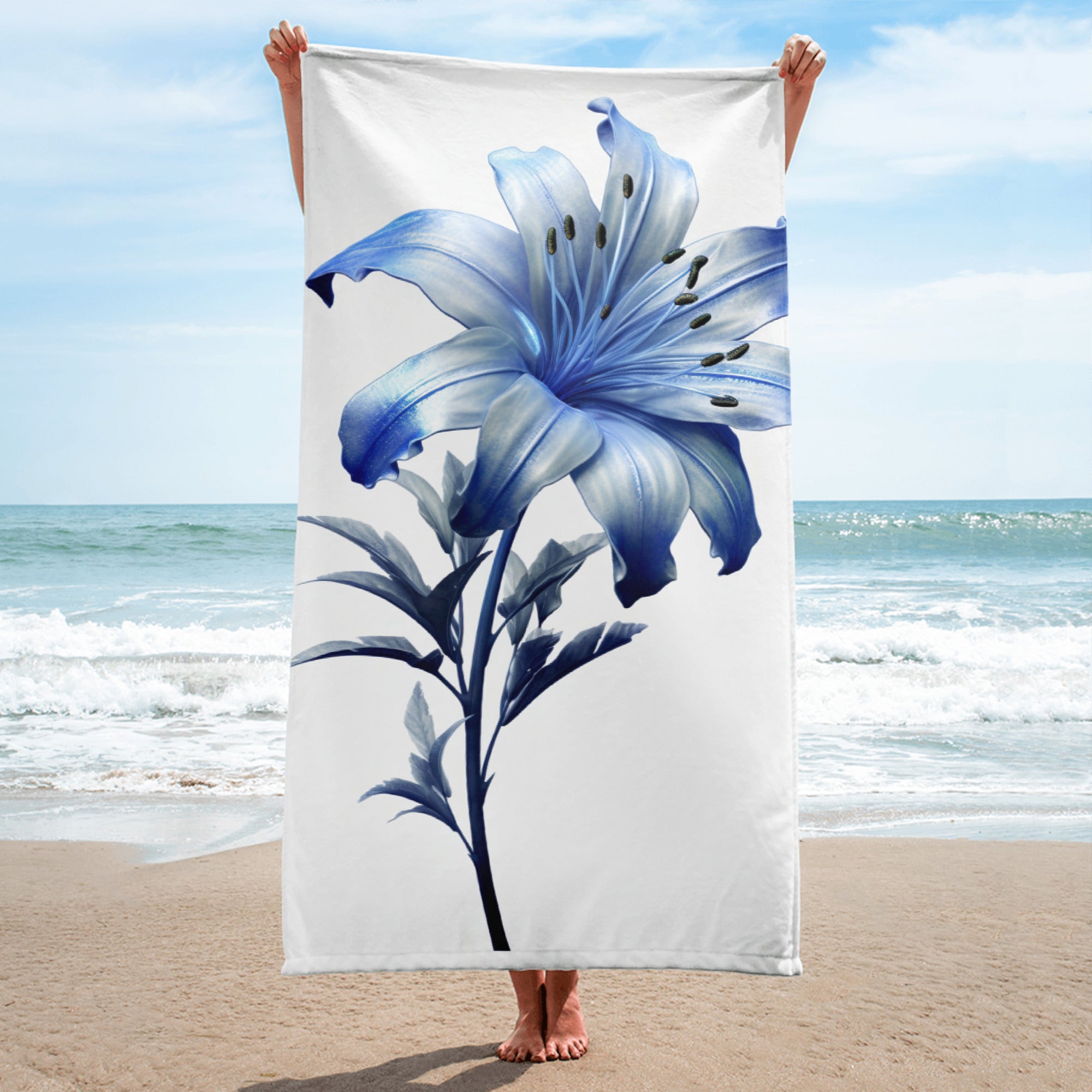 Bluestar Flower Beach Towel by Visual Verse - Image 1