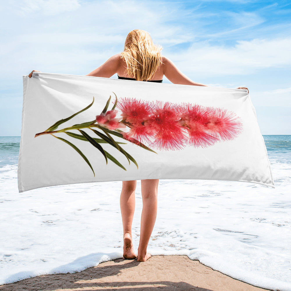 Bottlebrush Flower Beach Towel by Visual Verse - Image 2
