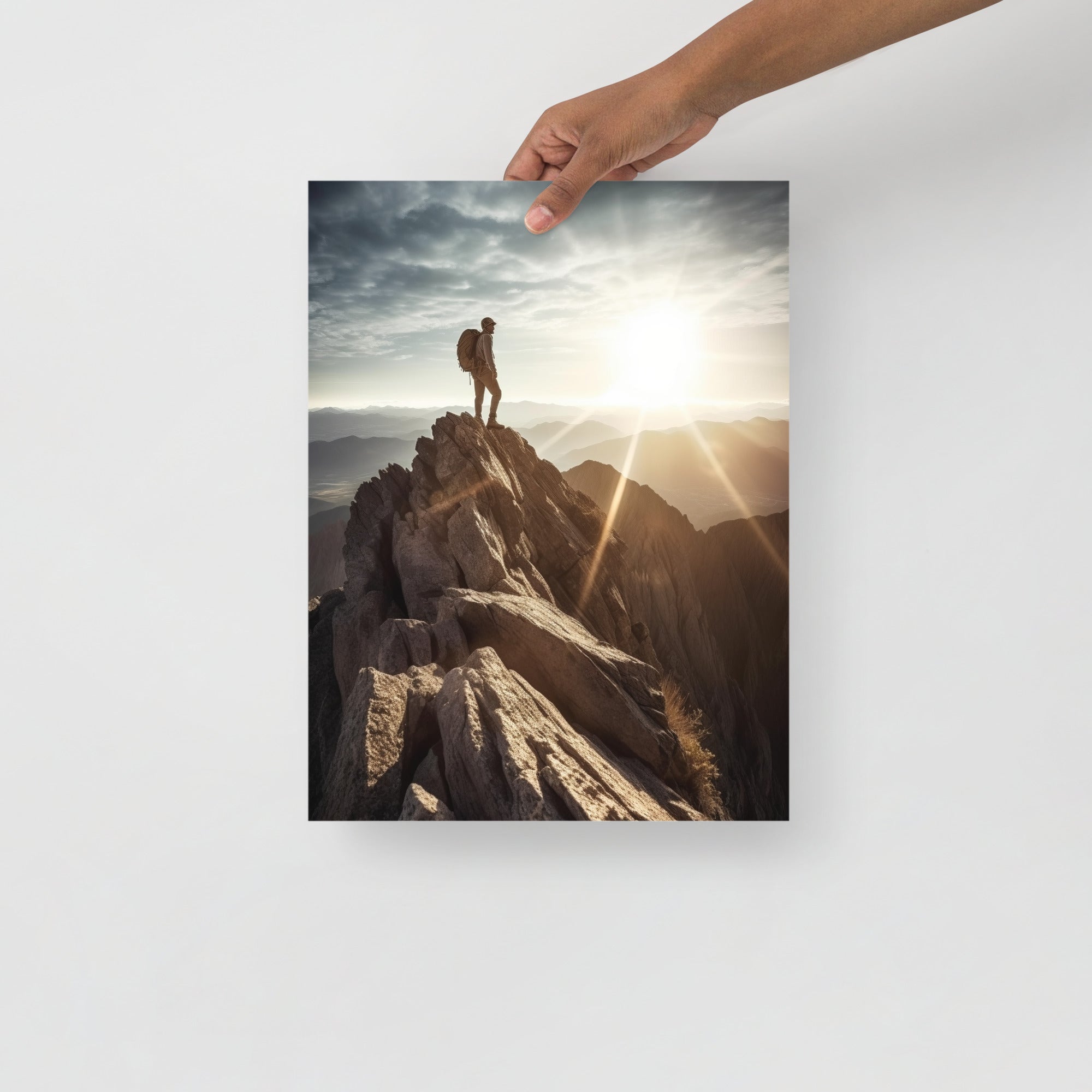 Breathtaking Mountain Climber Conquering Summit Art Poster by Visual Verse - Image 3