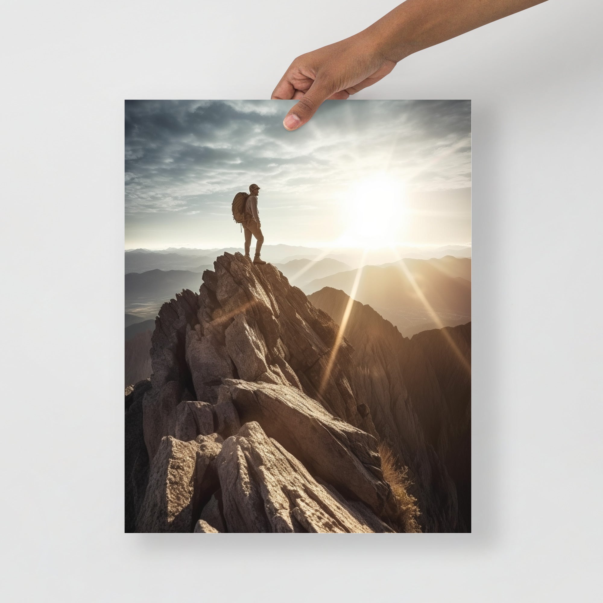 Breathtaking Mountain Climber Conquering Summit Art Poster by Visual Verse - Image 5