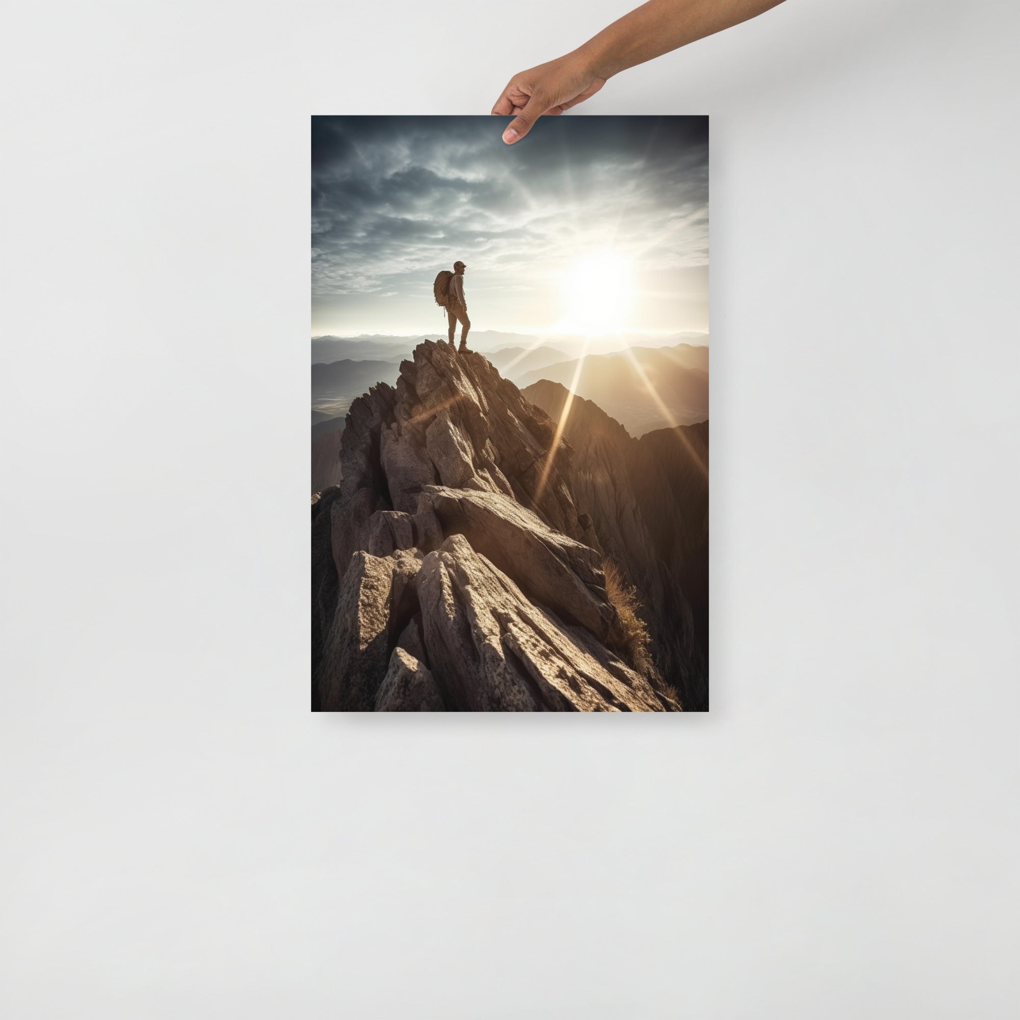 Breathtaking Mountain Climber Conquering Summit Art Poster by Visual Verse - Image 7