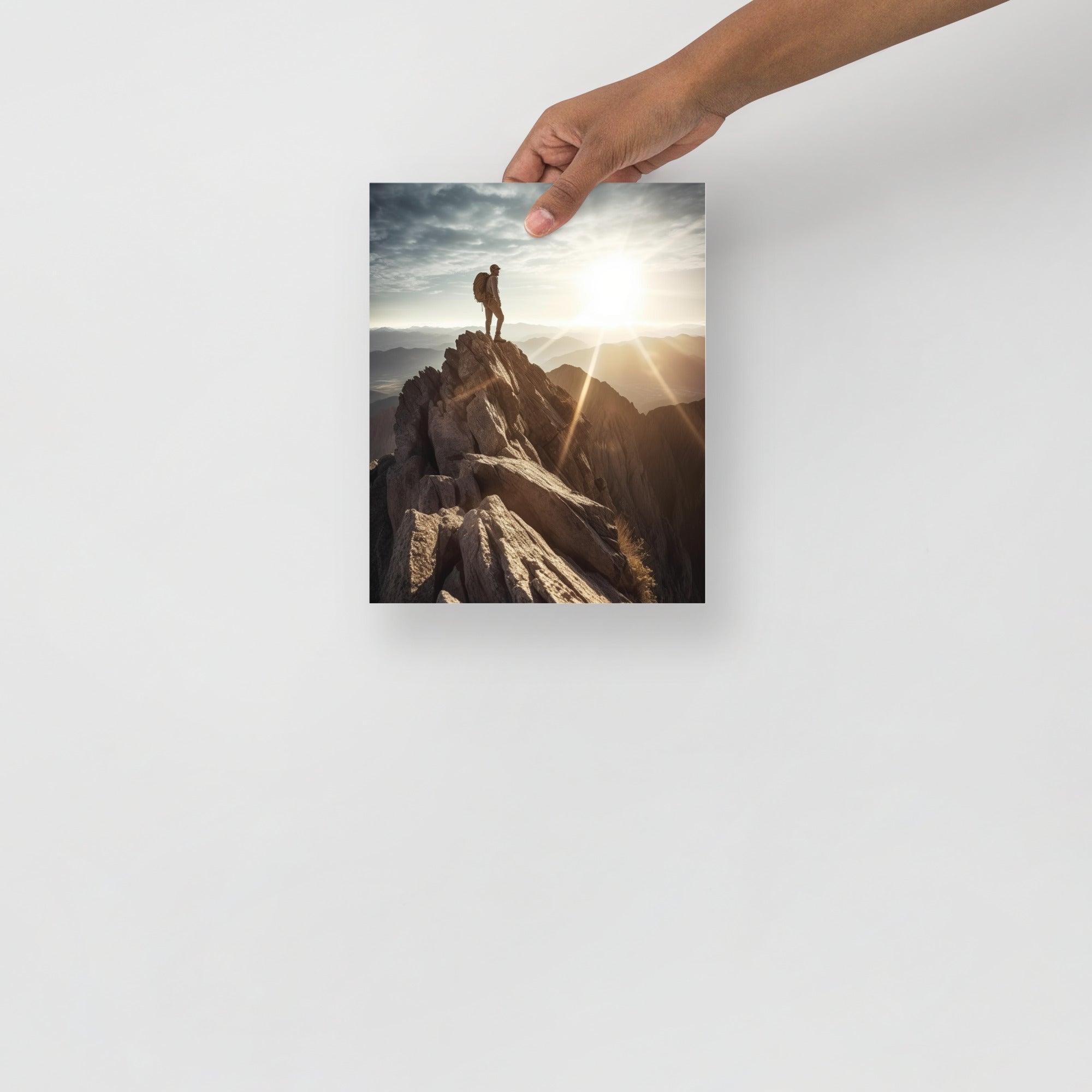 Breathtaking Mountain Climber Conquering Summit Art Poster by Visual Verse - Image 9