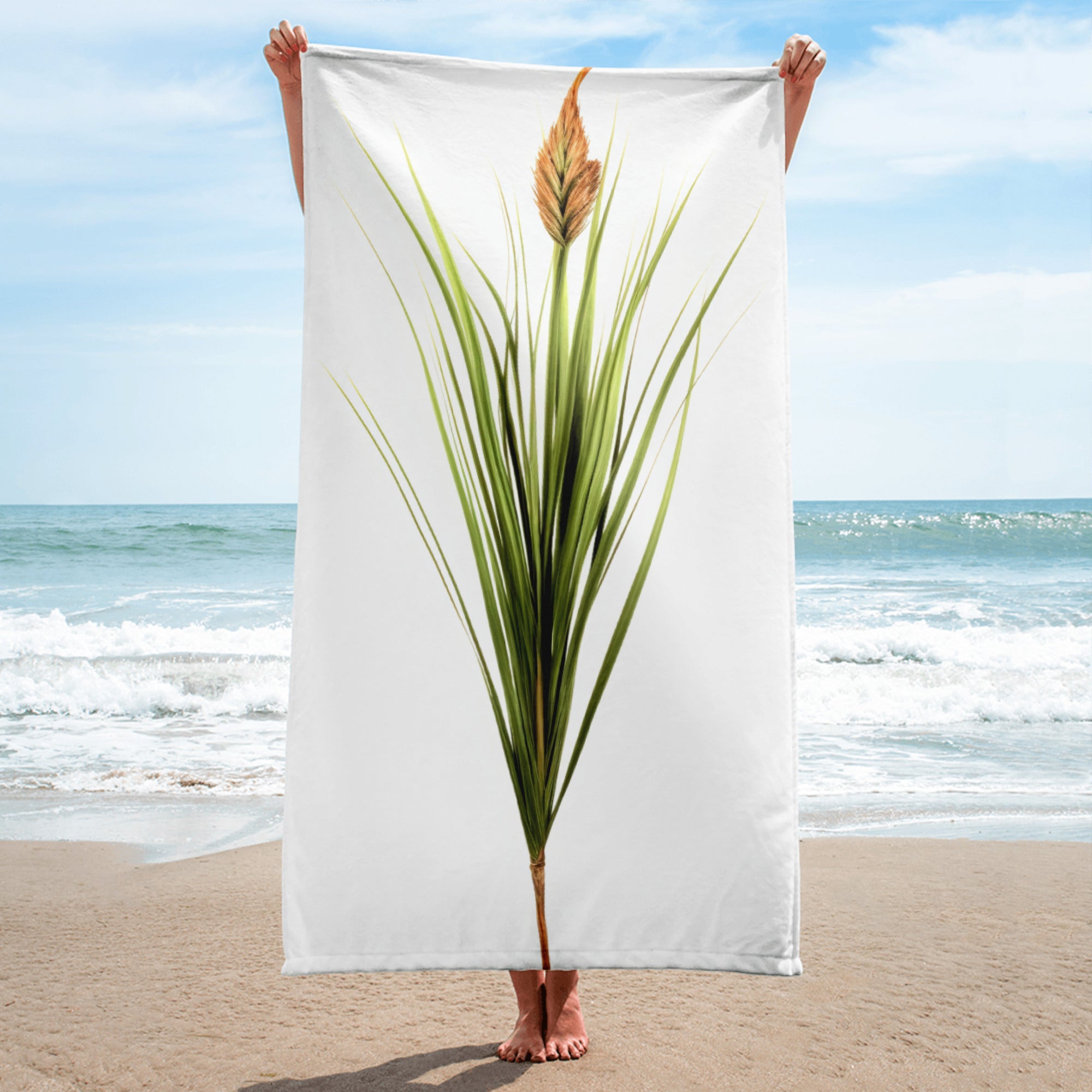 Bristleleaf Sedge Flower Beach Towel by Visual Verse - Image 1