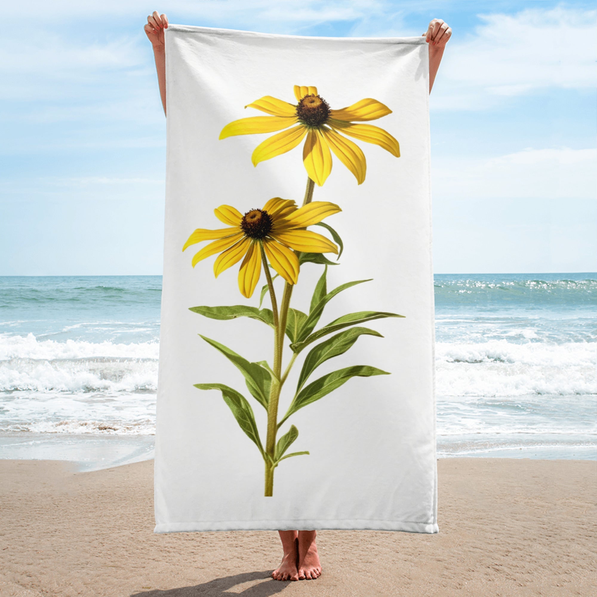 Brown-Eyed Susan Flower Beach Towel by Visual Verse - Image 1