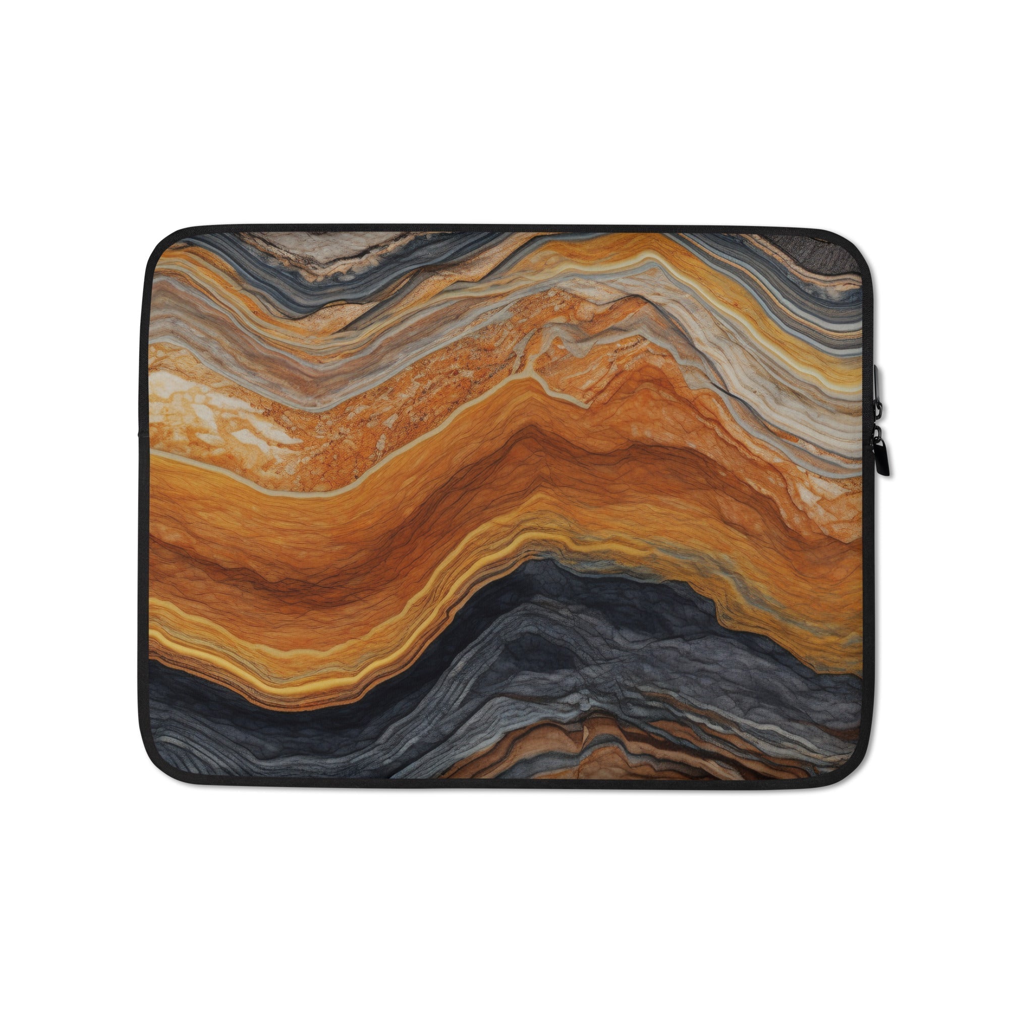 Brown Waves Granite Laptop Sleeve by Visual Verse - Image 2