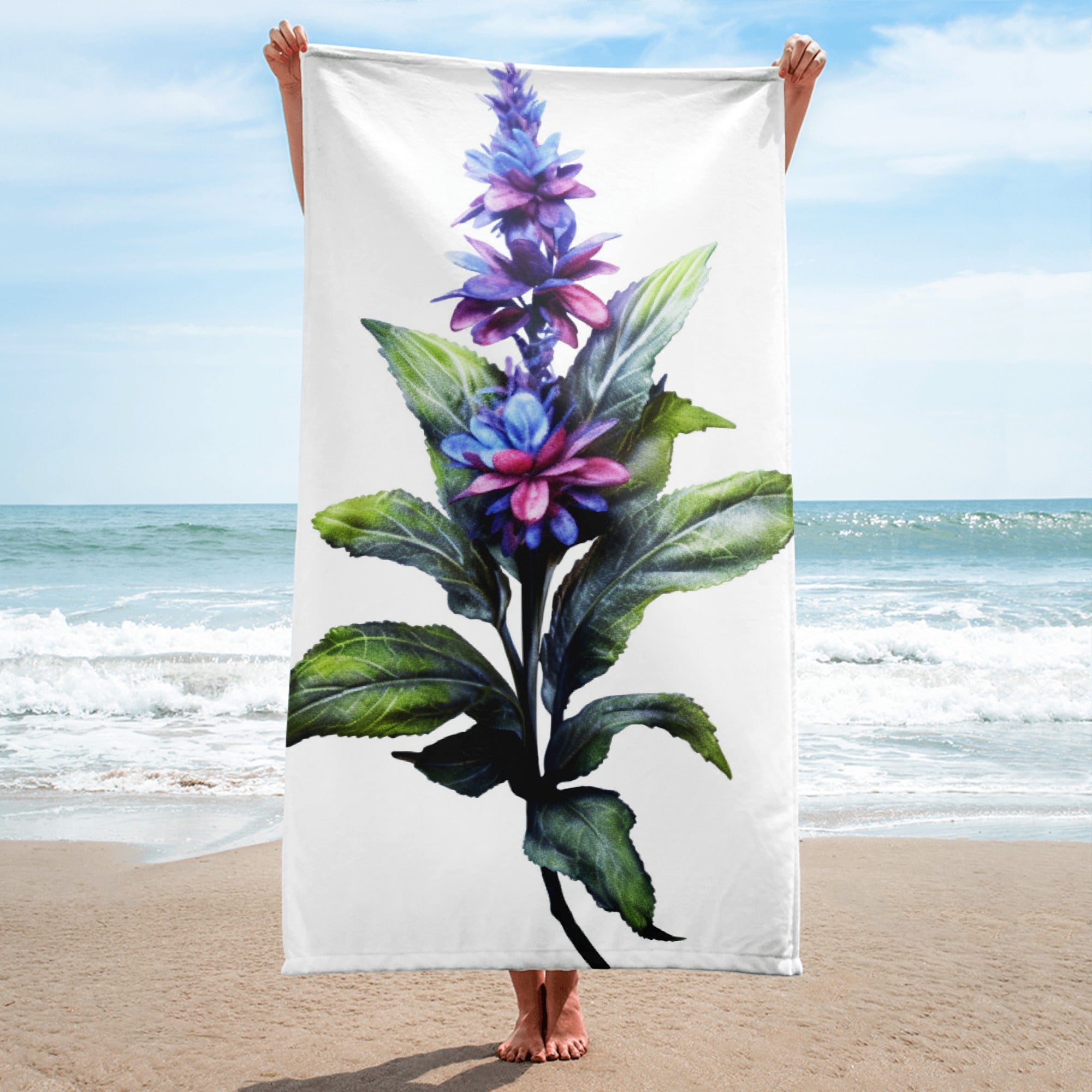 Bugleweed Flower Beach Towel by Visual Verse - Image 1