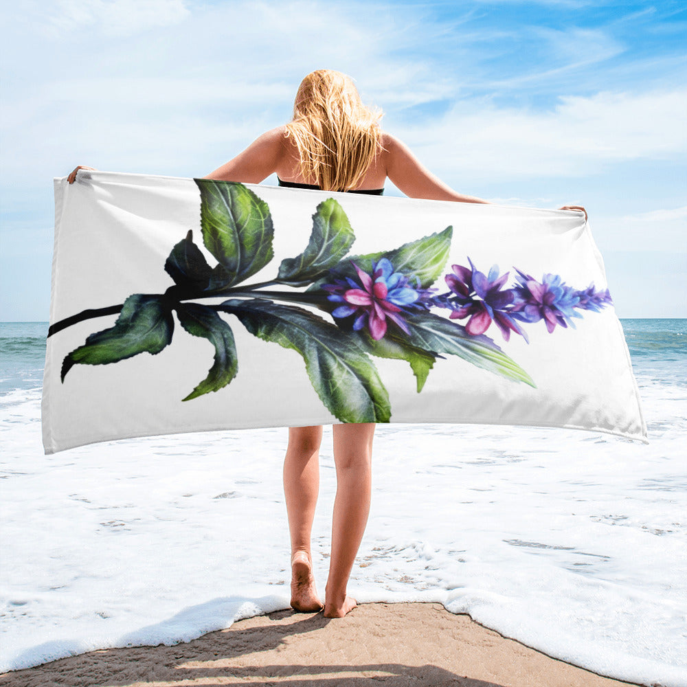 Bugleweed Flower Beach Towel by Visual Verse - Image 2