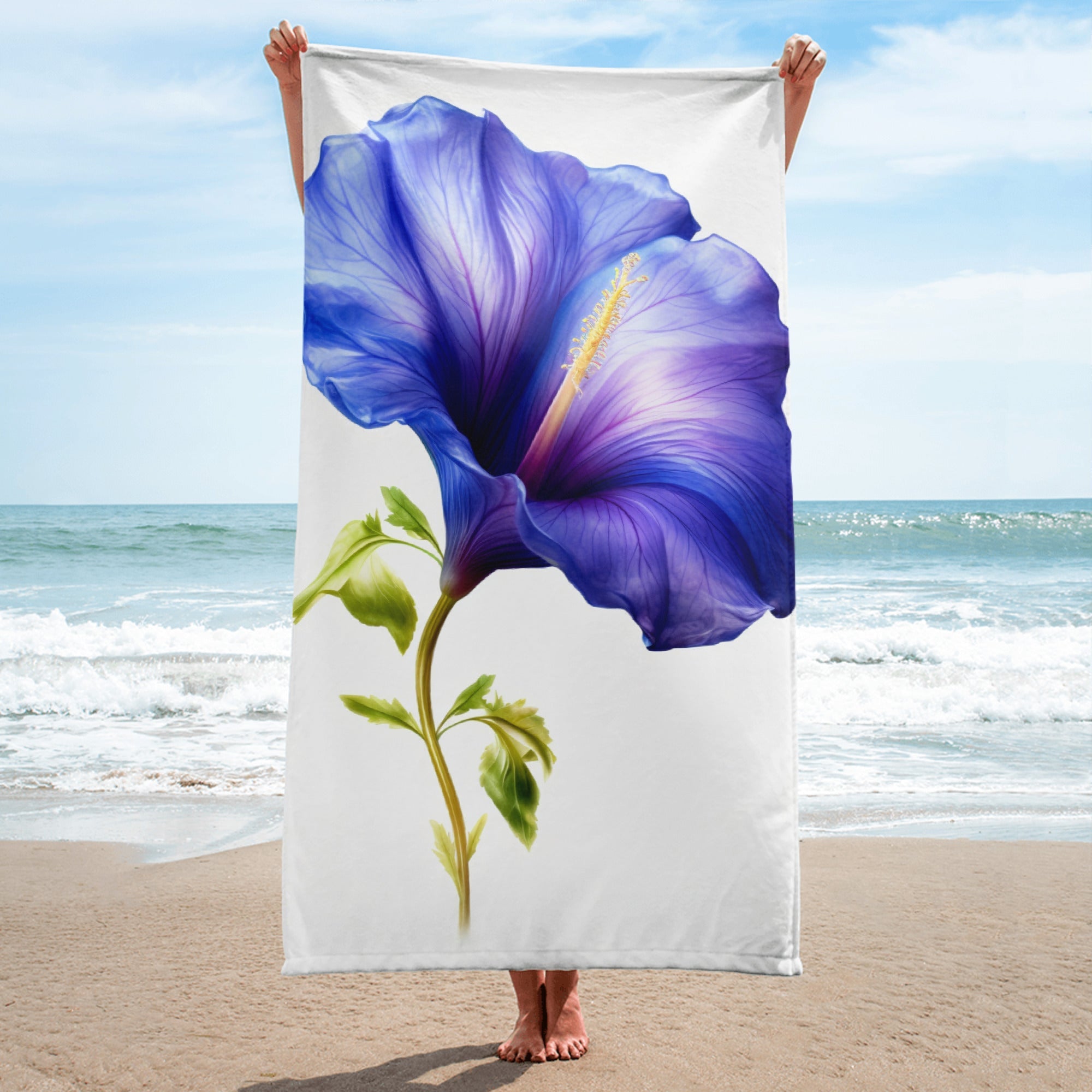 Butterfly Pea Flower Beach Towel by Visual Verse - Image 1