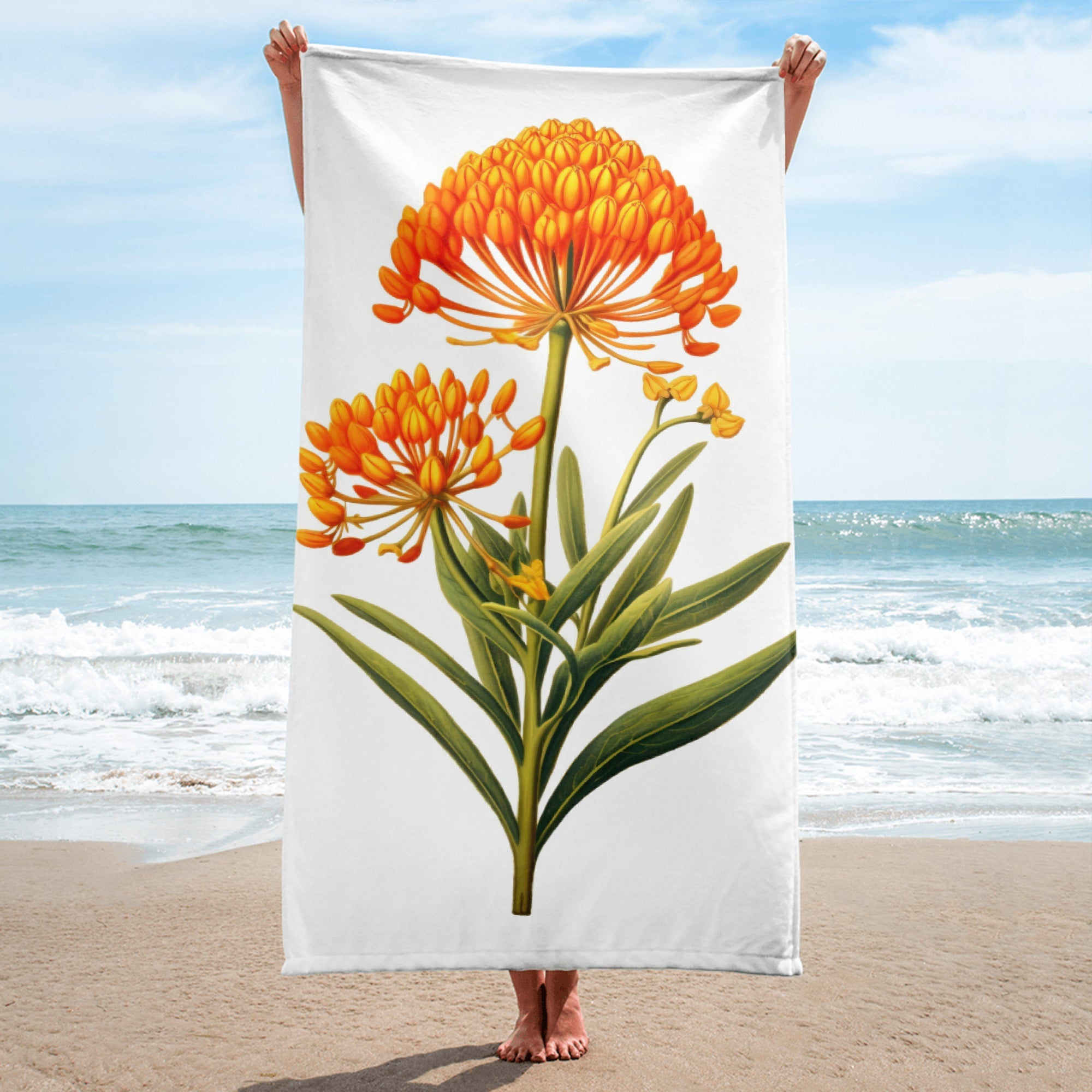 Butterfly Weed Flower Beach Towel by Visual Verse - Image 1