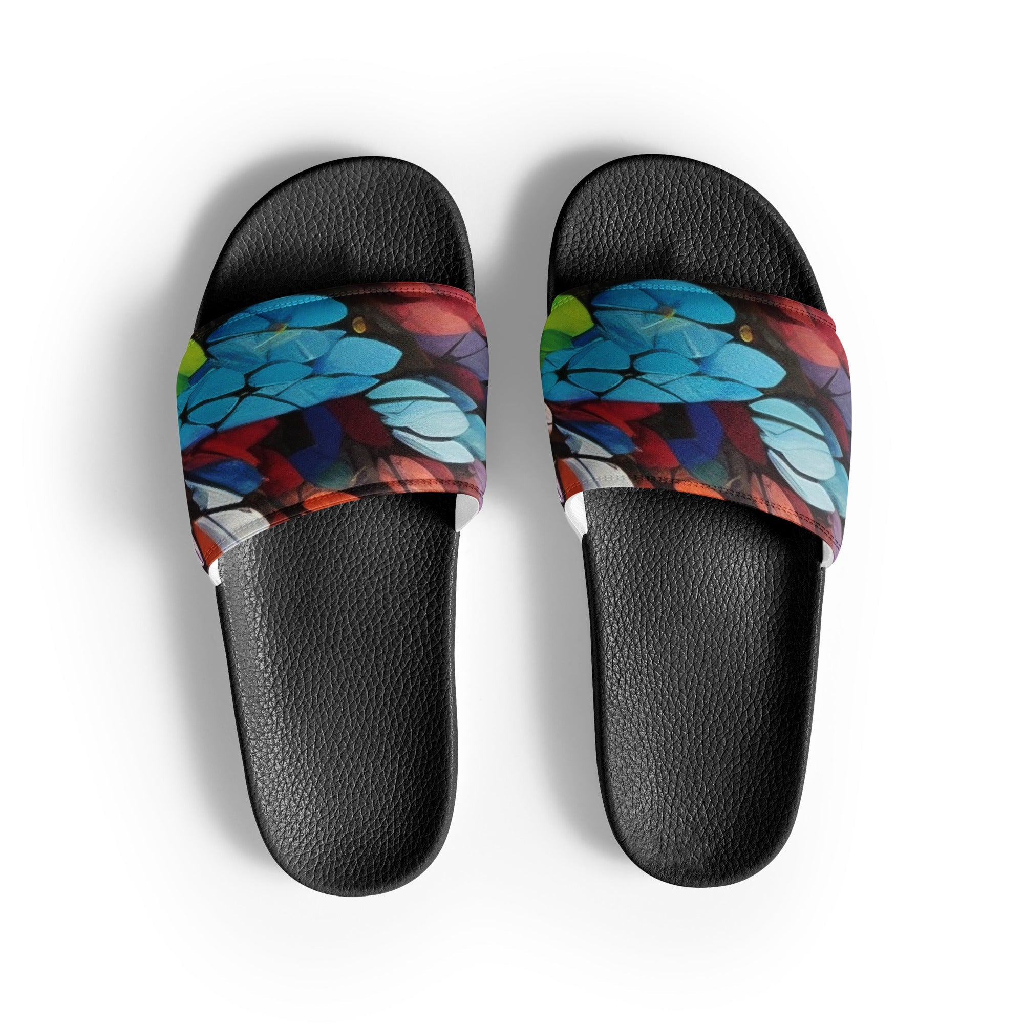 Butterfly Wings Up Close Men's Slides - Draw Inspiration by Visual Verse - Image 1