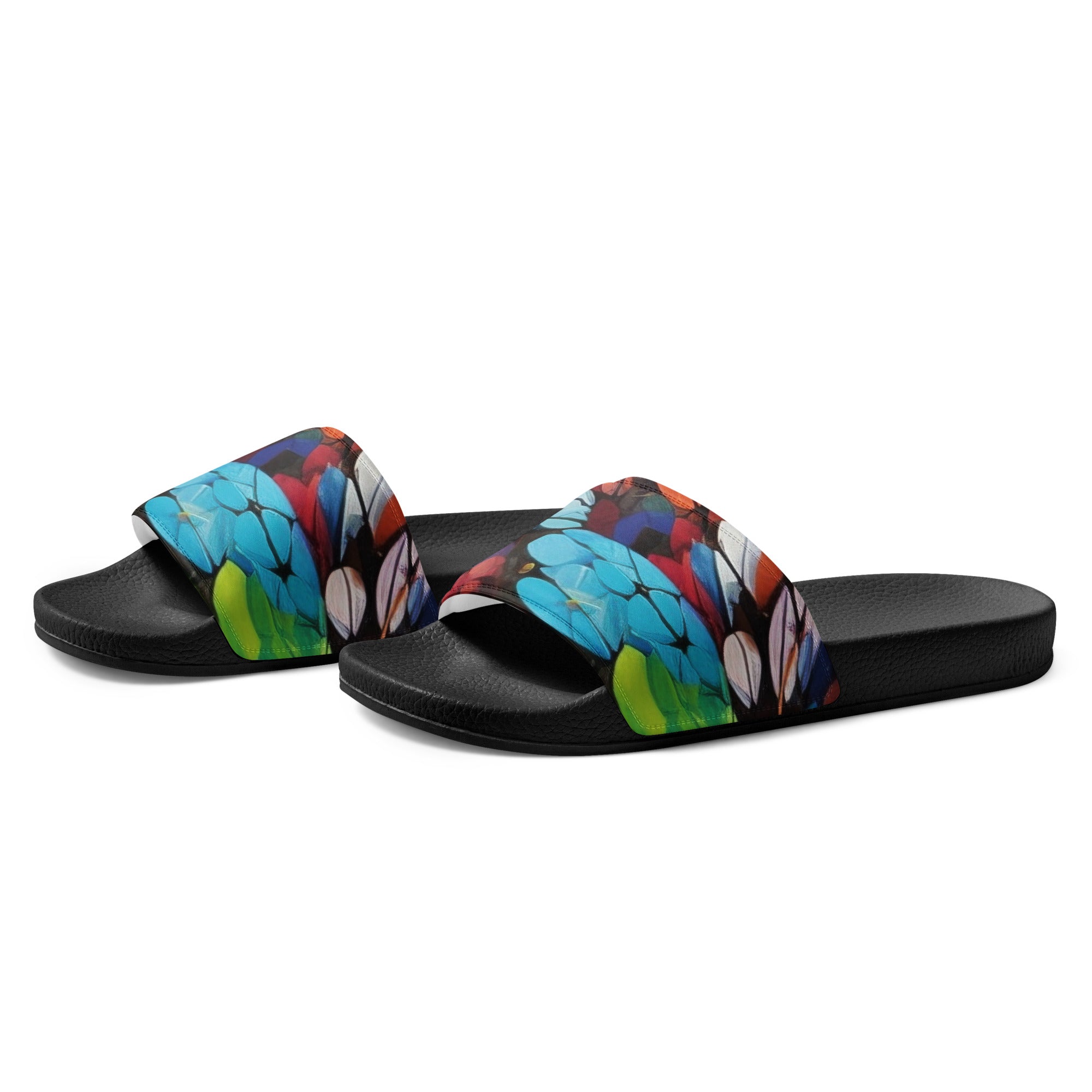 Butterfly Wings Up Close Women's Slides - Draw Inspiration by Visual Verse - Image 3