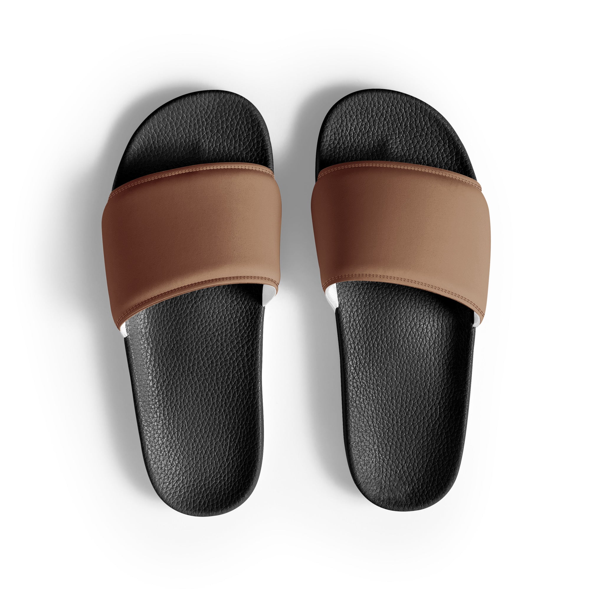 Café Au Lait Color Men's Slides by Visual Verse - Image 1