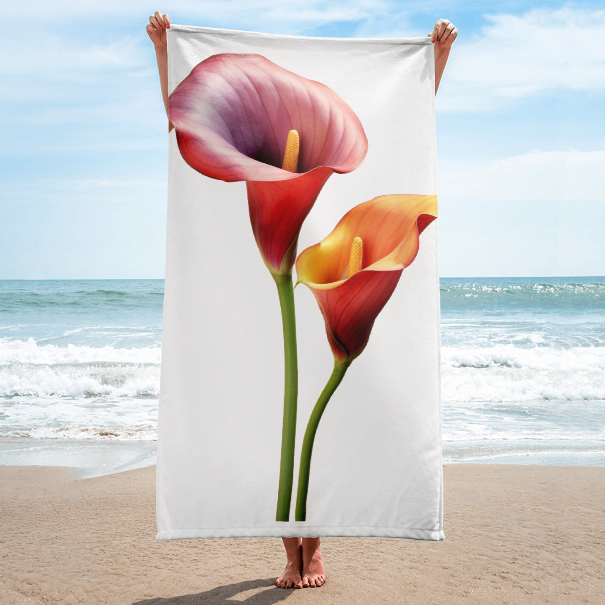 Calla Lily Flower Beach Towel by Visual Verse - Image 1
