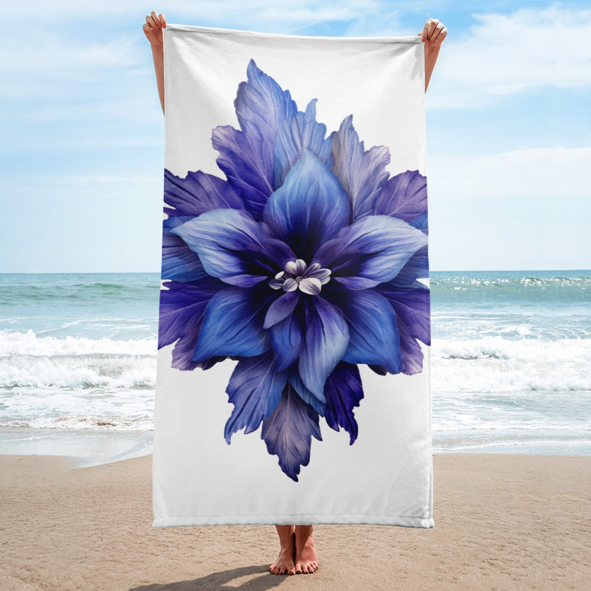 Carpet Bugleweed Flower Beach Towel by Visual Verse - Image 1