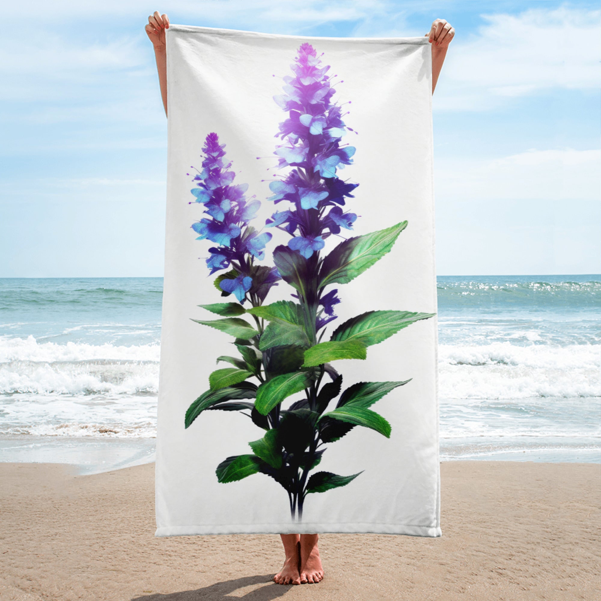 Catmint Flower Beach Towel by Visual Verse - Image 1
