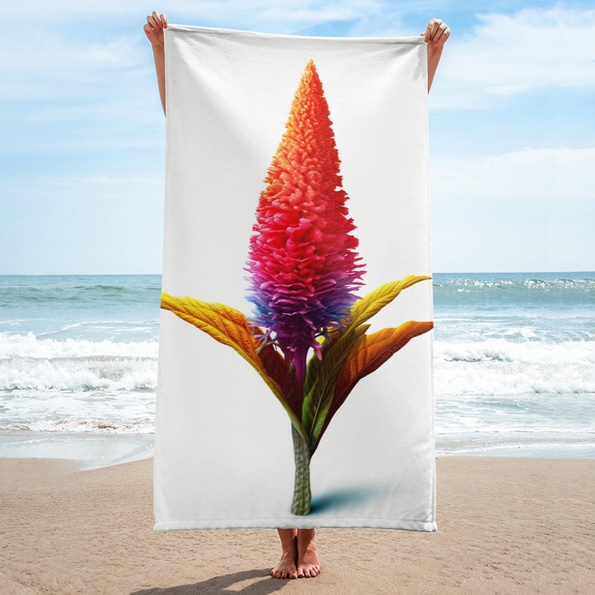 Celosia Flower Beach Towel by Visual Verse - Image 1