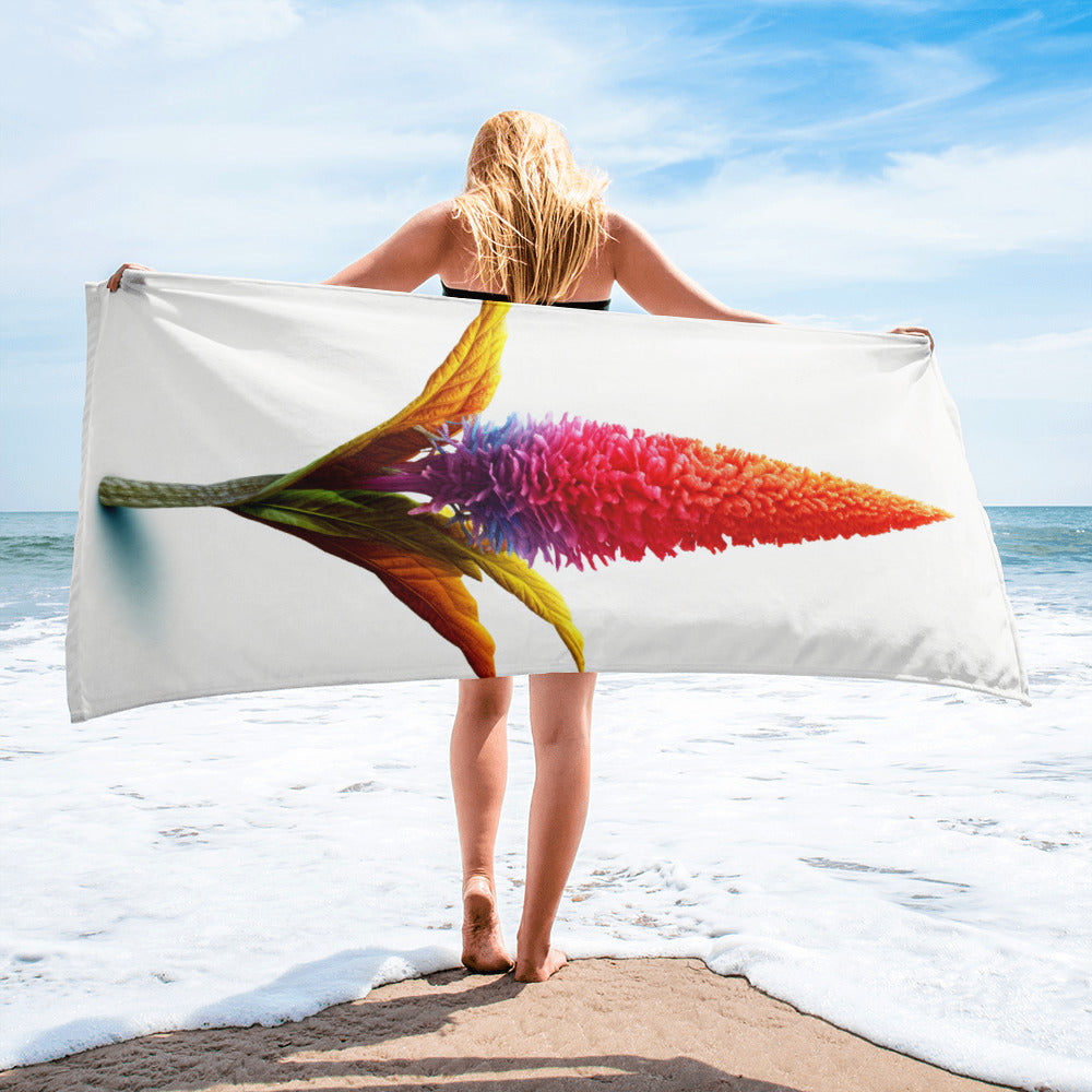 Celosia Flower Beach Towel by Visual Verse - Image 2
