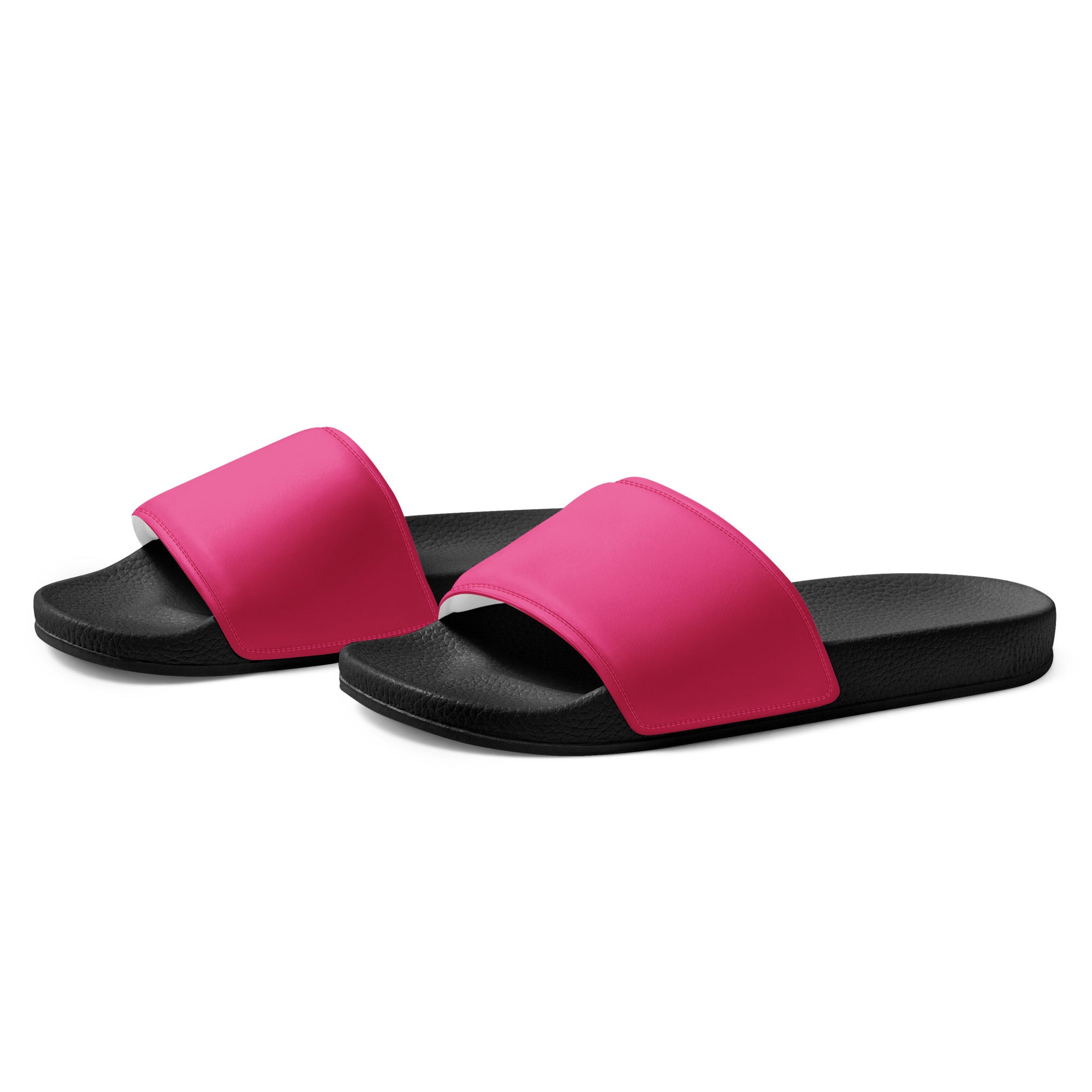 Cerise Pink Color Men's Slides by Visual Verse - Image 3