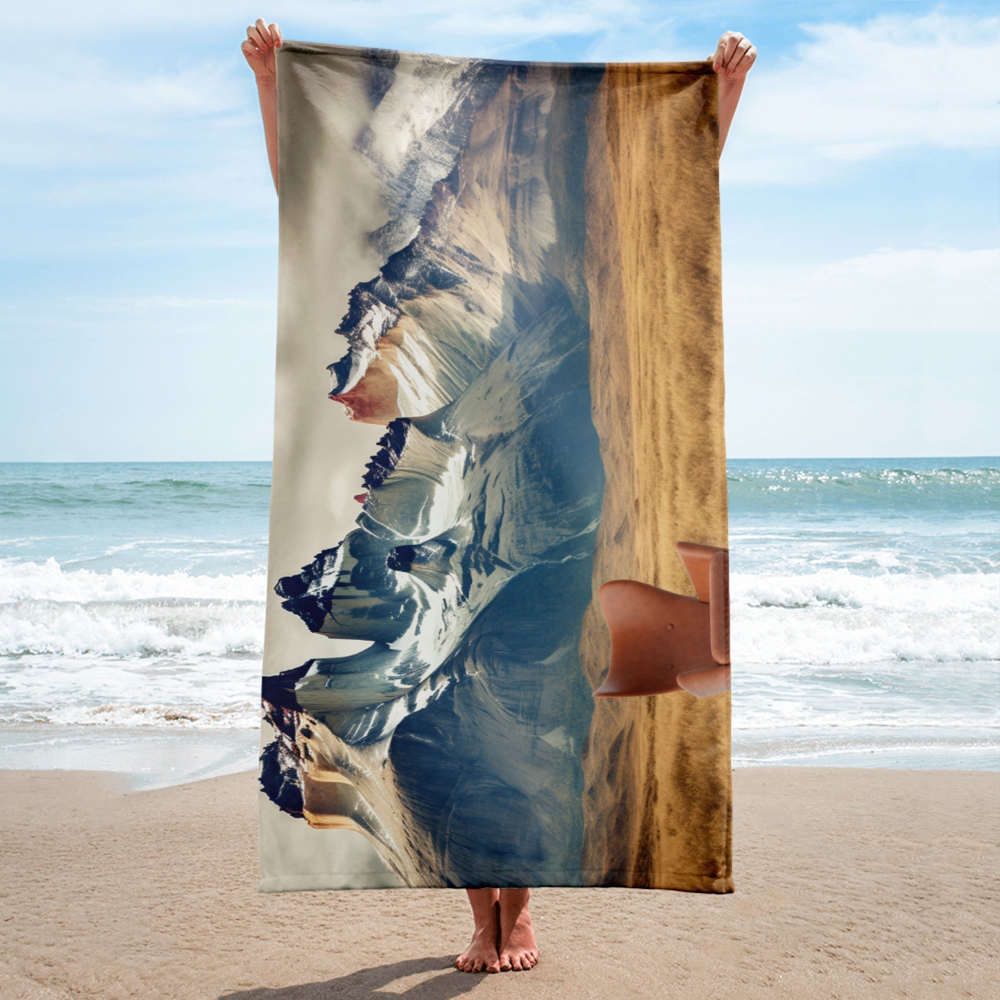 Chair at Torres Del Paine National Park Chile Beach Towel by Visual Verse - Image 2